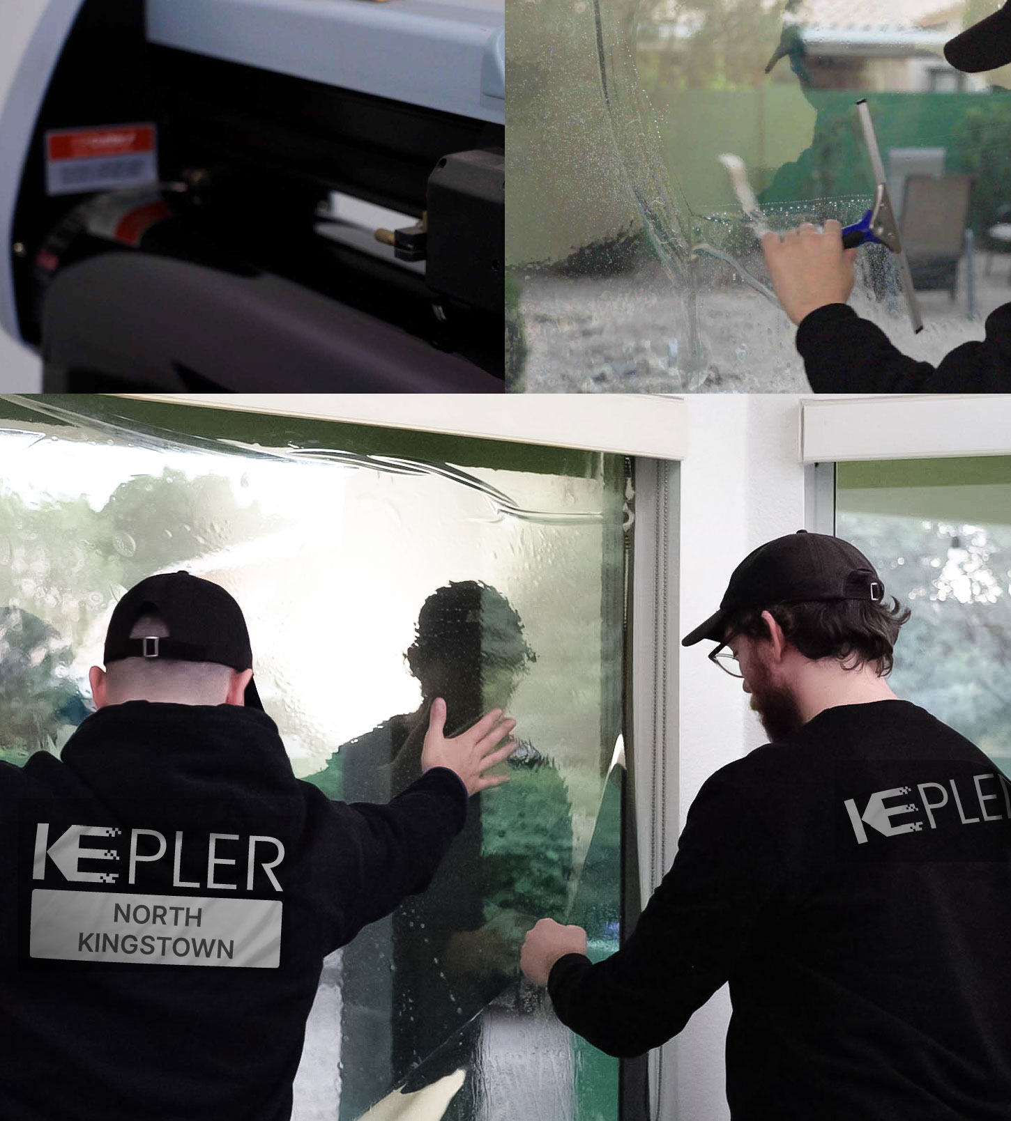 Expert Technician Installing Advanced Window Tint to Home in North Kingstown