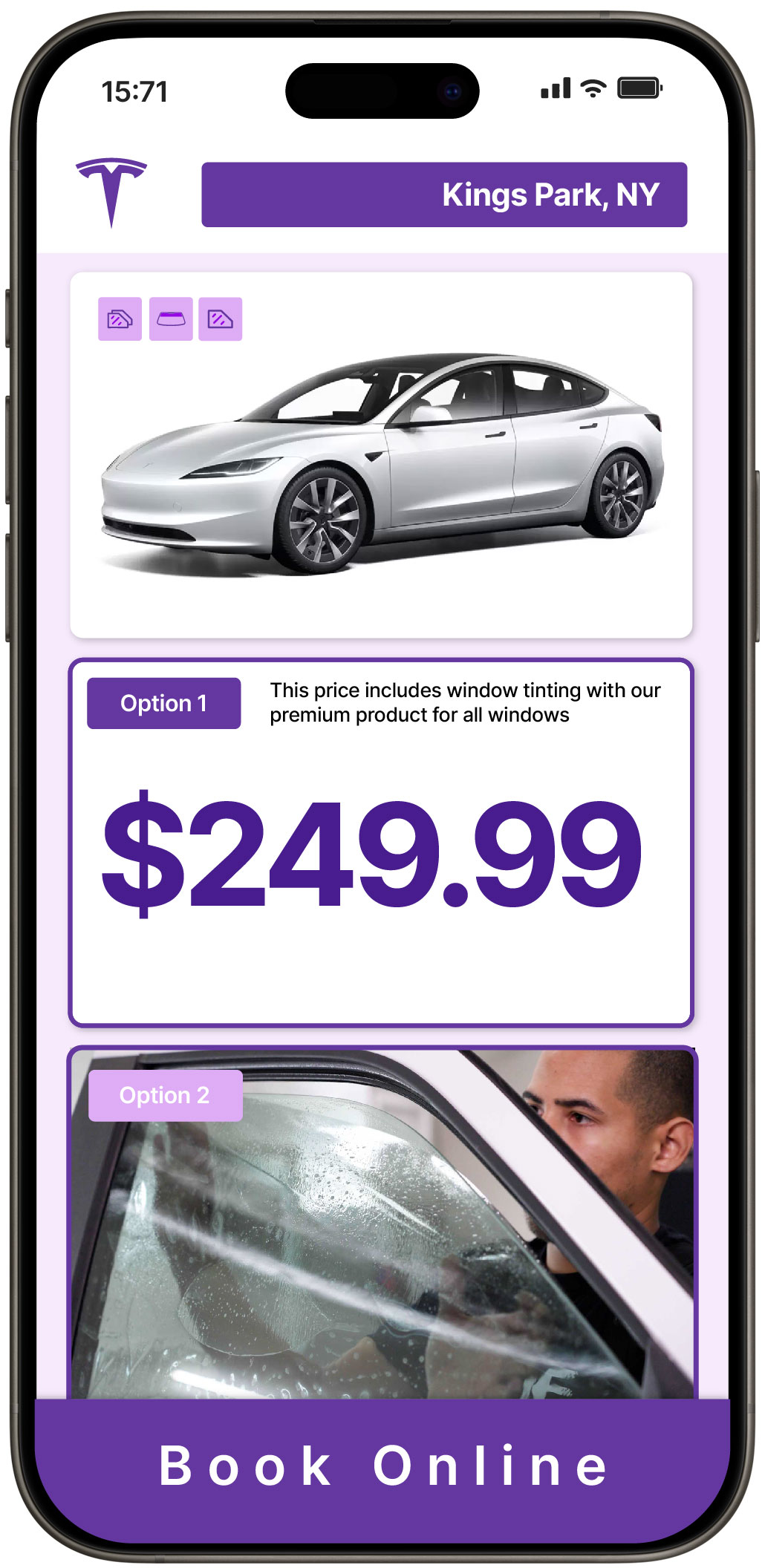 View Reasonable Tesla Window Tinting Costs in Kings Park, New York