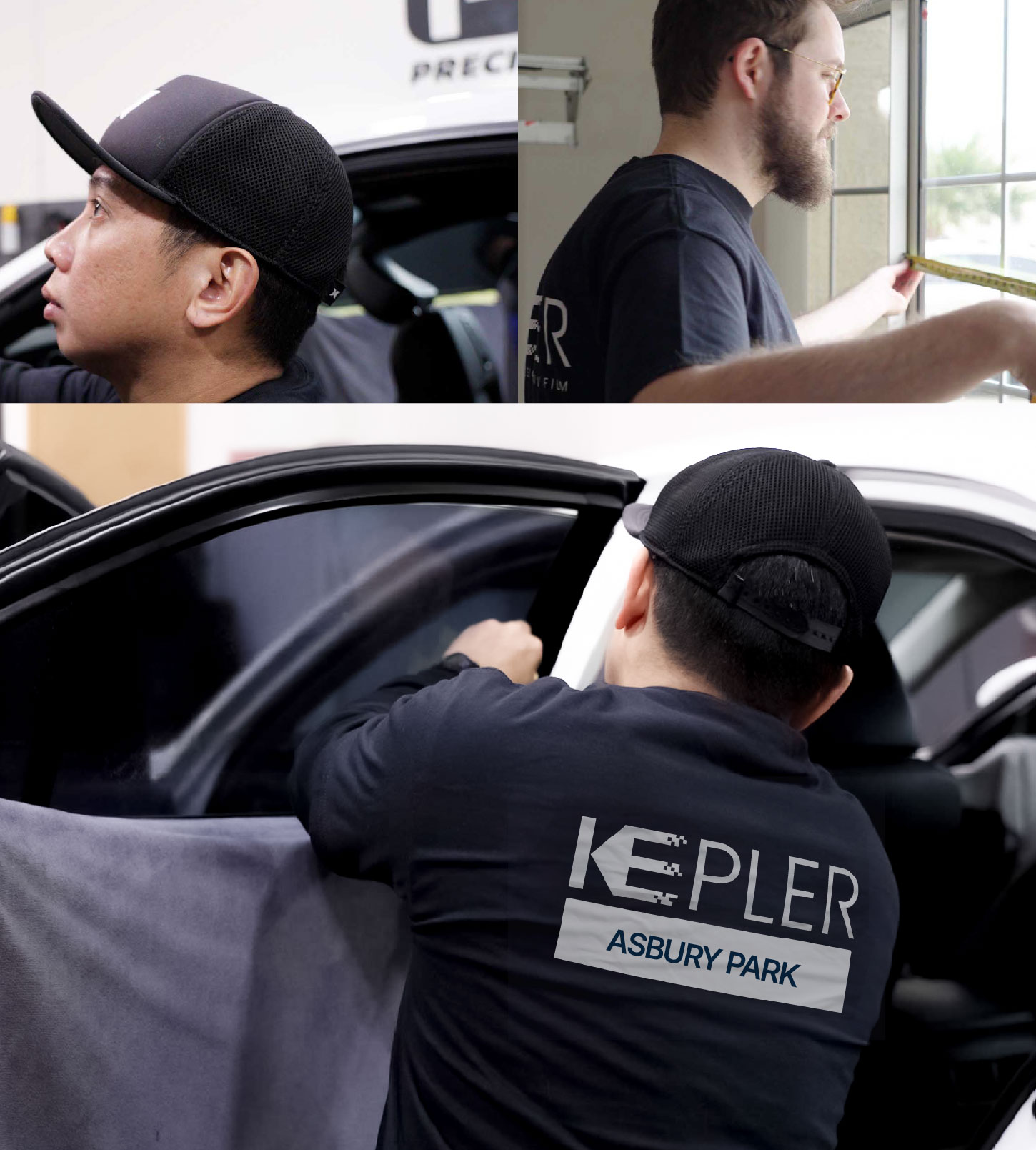 Automotive Window Tinting Expert Applying Film in Asbury Park, New Jersey
