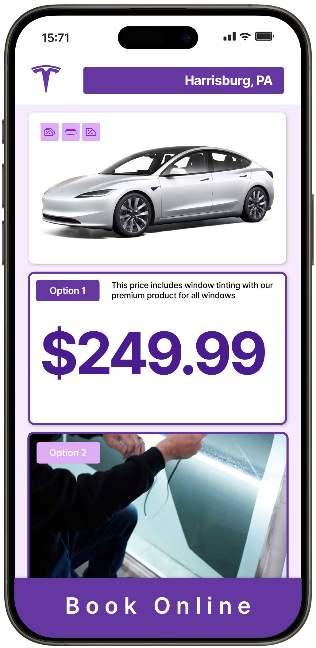 View Affordable Tesla Window Tinting Rates in Harrisburg, Pennsylvania
