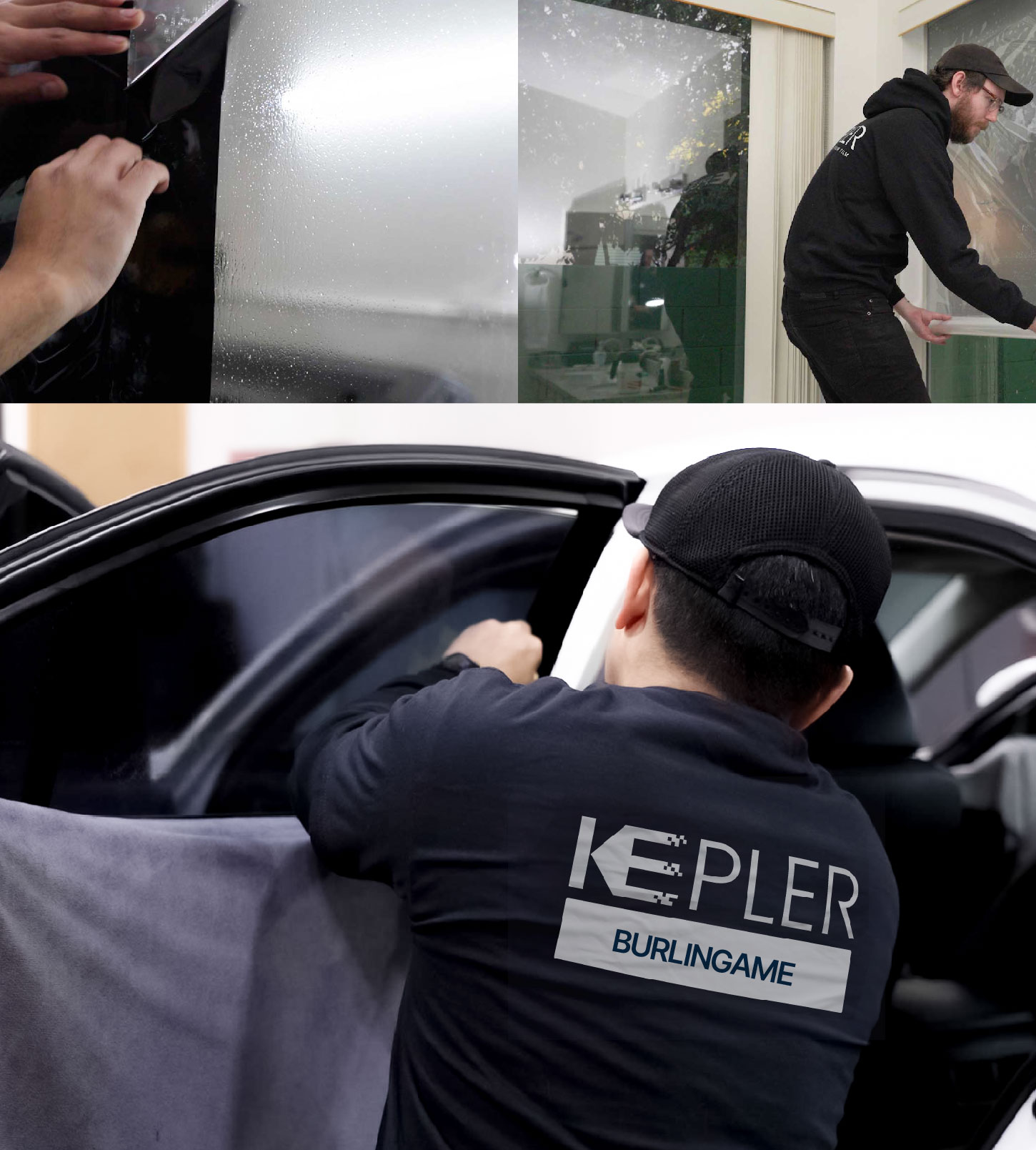 Automotive Window Tinting Expert Applying Film in Burlingame, California