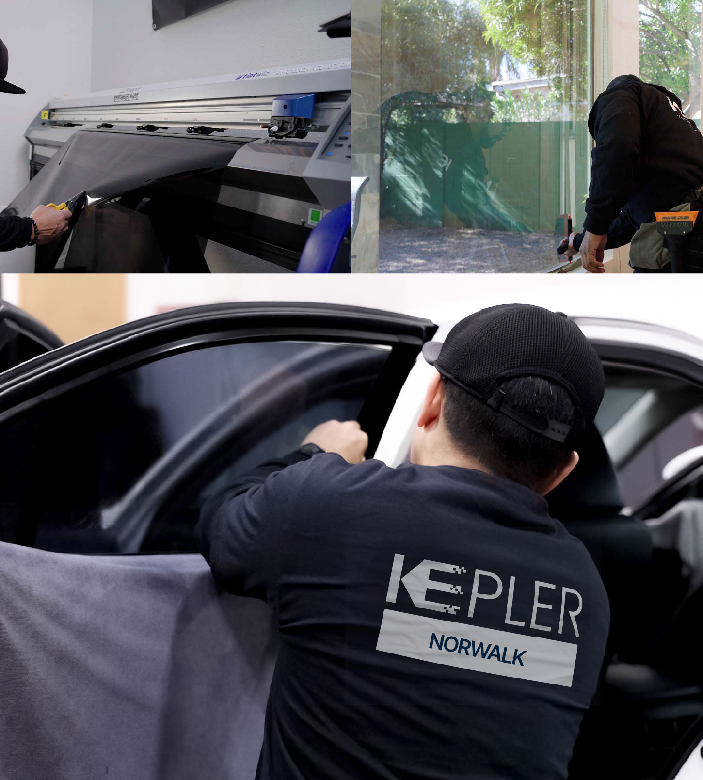 Automotive Window Tinting Expert Applying Film in Norwalk, California