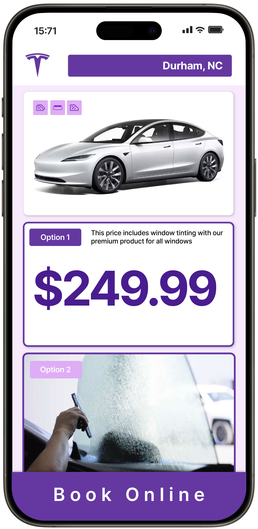 View Affordable Tesla Window Tinting Costs in Durham, North Carolina