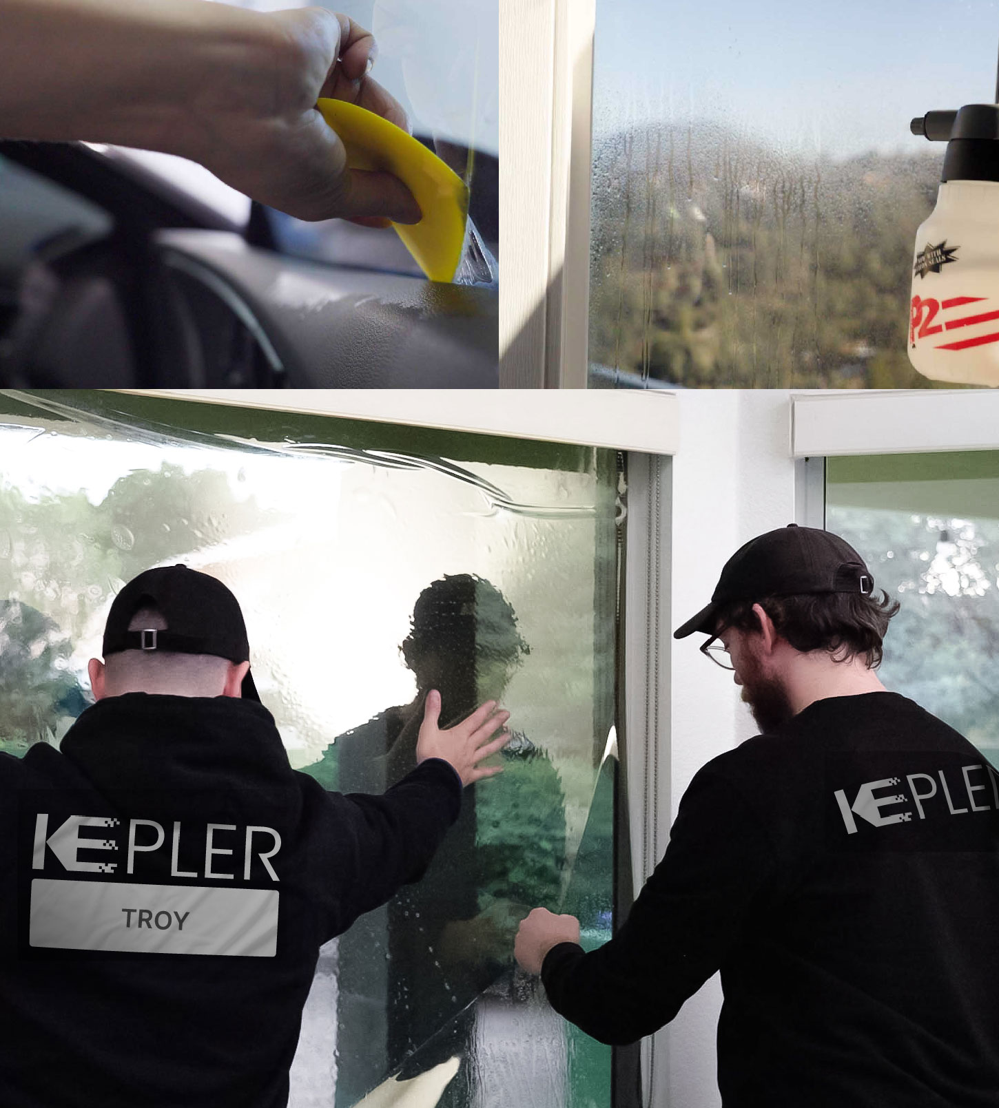 Kepler Technician Fitting Ceramic Window Tint to Home in Troy