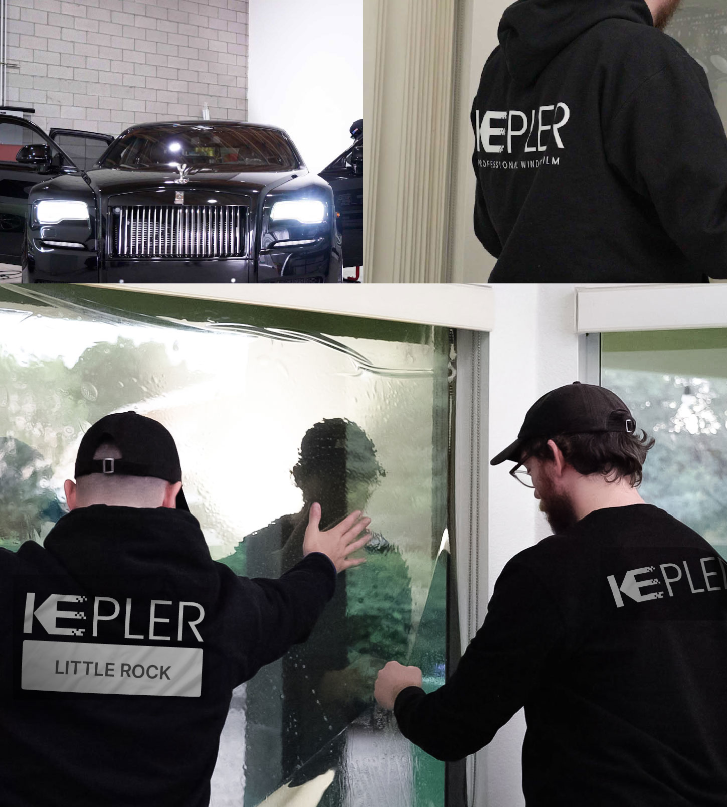 Kepler Technician Applying Ceramic Window Tint to Home in Little Rock