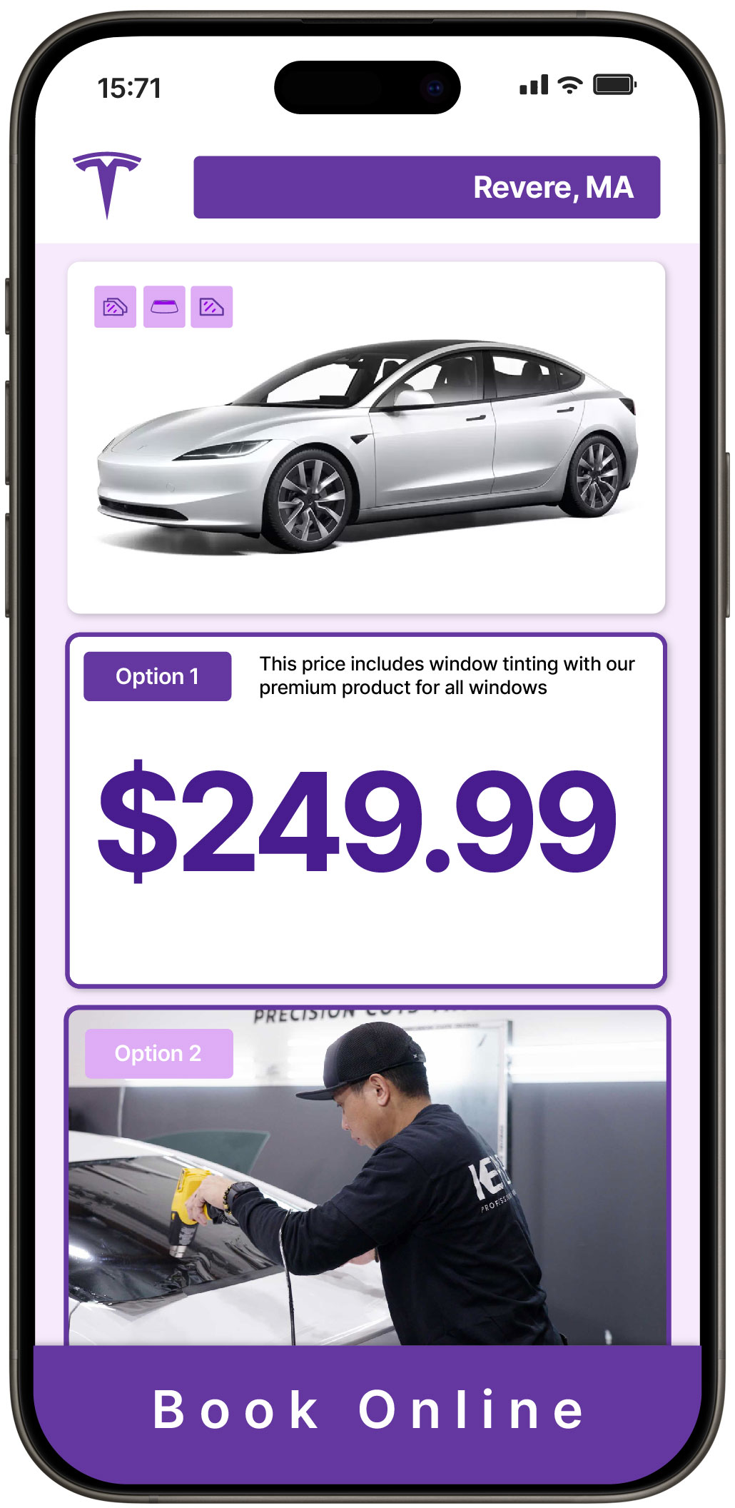 View Reasonable Tesla Window Tinting Prices in Revere, Massachusetts