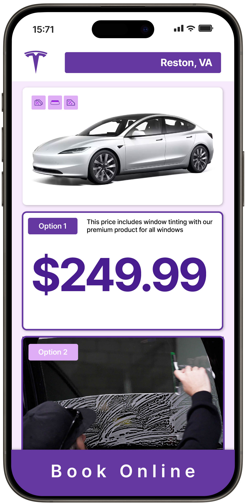 View Competitive Tesla Window Tinting Costs in Reston, Virginia