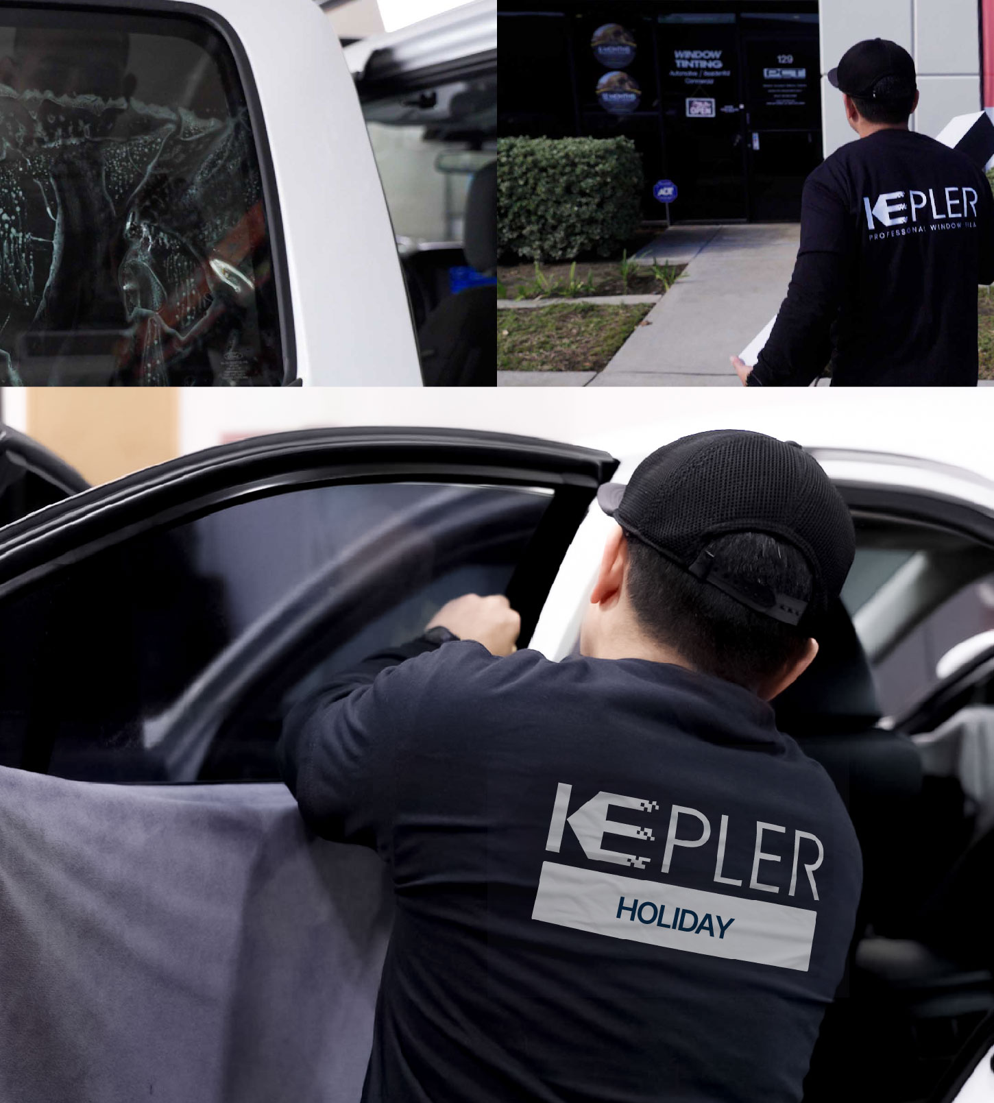 Automotive Window Tinting Expert Applying Film in Holiday, Florida