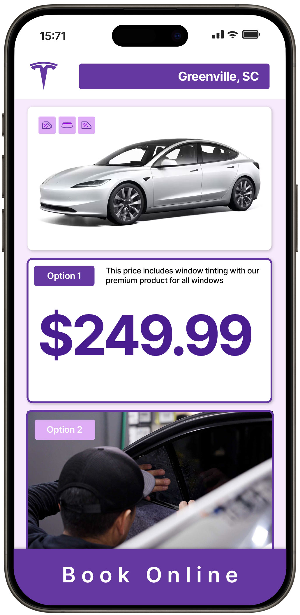 View Reasonable Tesla Window Tinting Costs in Greenville, South Carolina