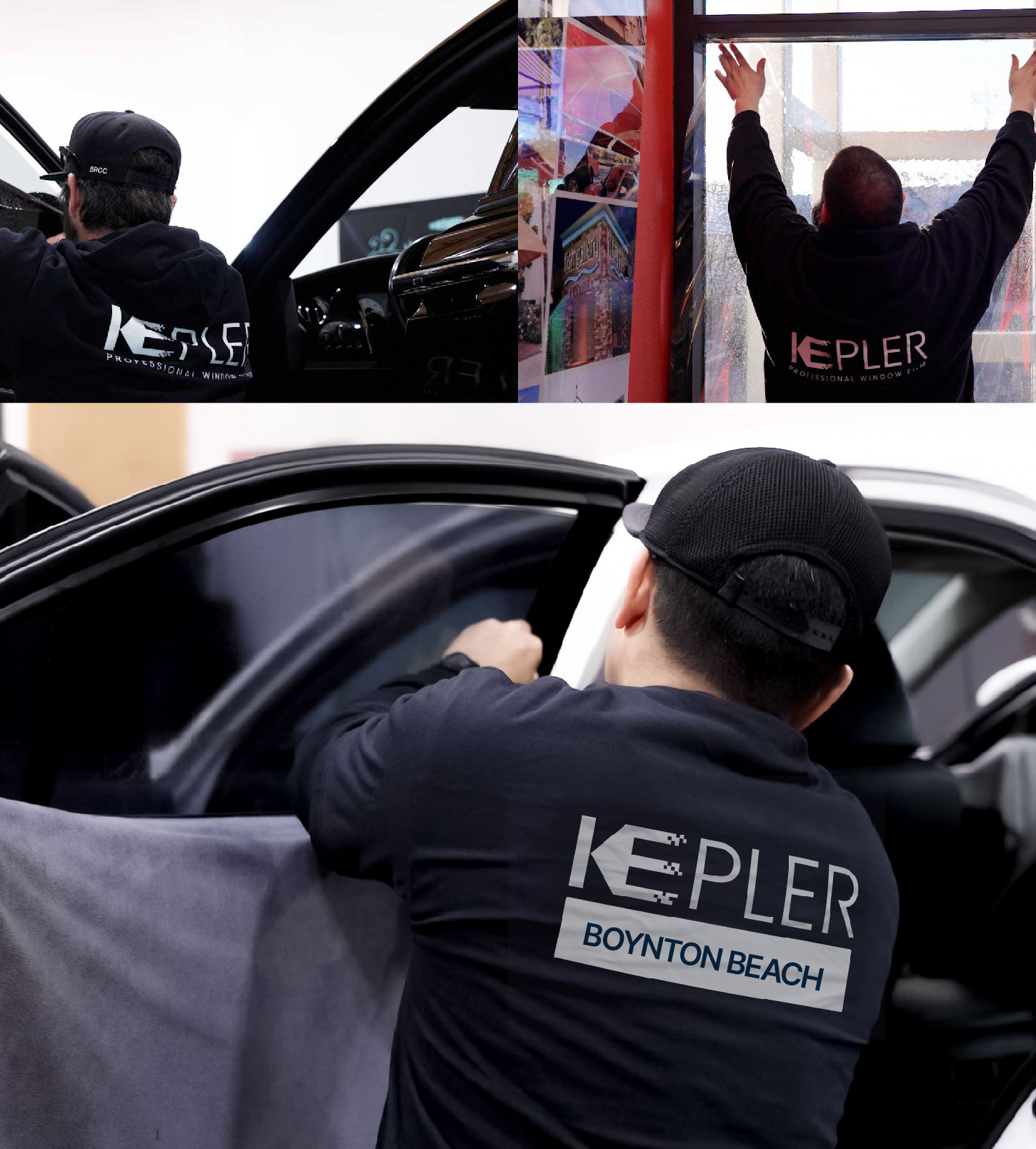 Automotive Window Tinting Expert Applying Film in Boynton Beach, Florida
