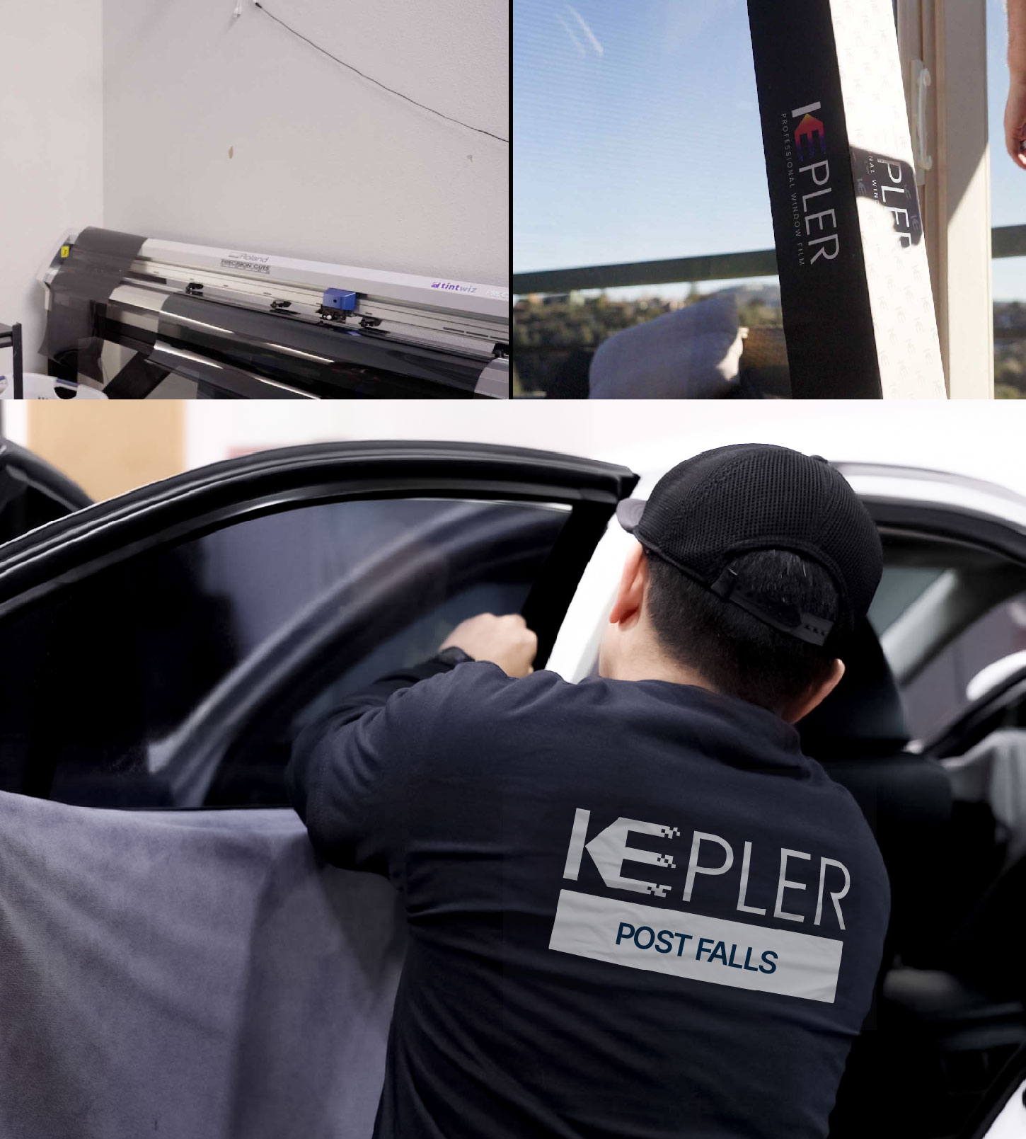 Automotive Window Tinting Expert Applying Film in Post Falls, Idaho