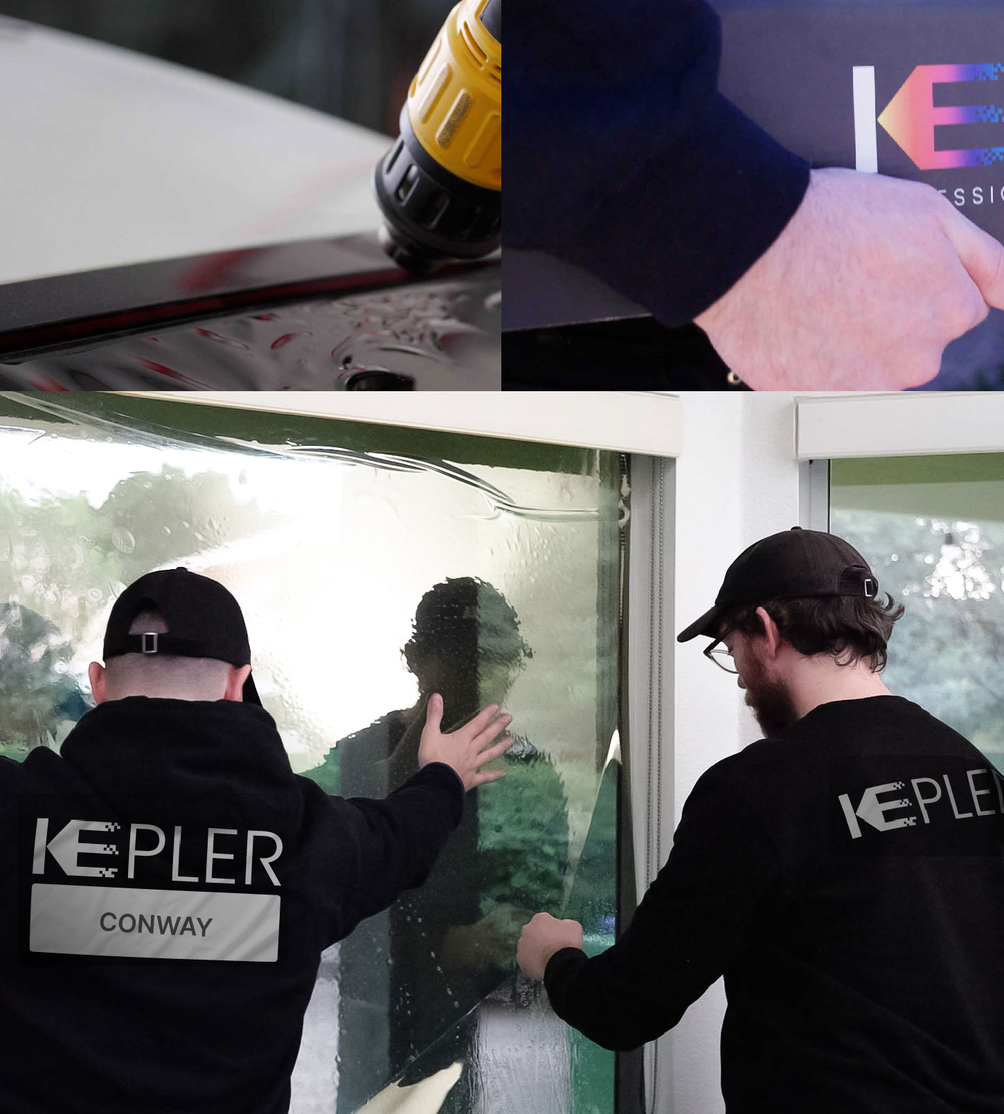 Kepler Technician Installing Advanced Window Tint to Home in Conway