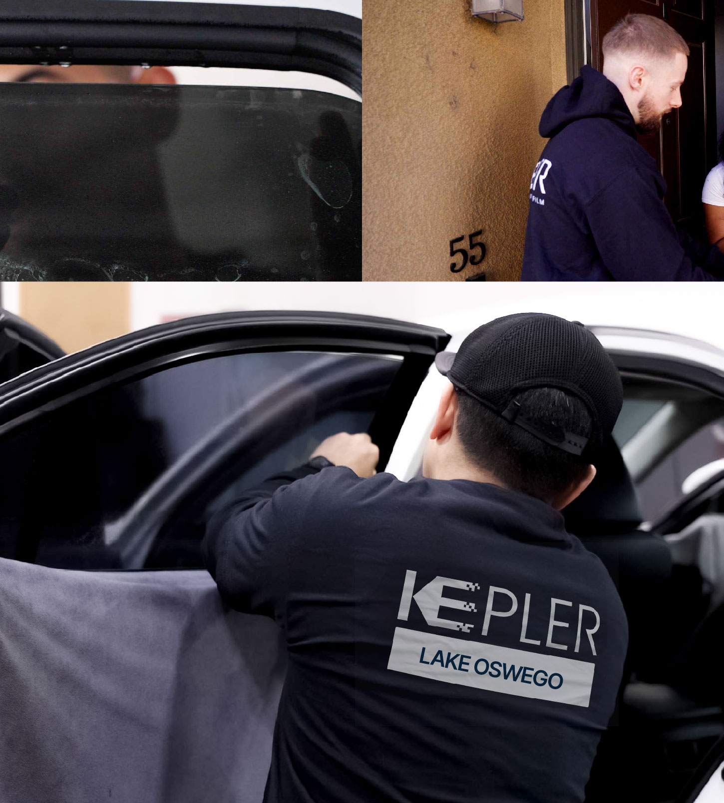 Automotive Window Tinting Expert Applying Film in Lake Oswego, Oregon