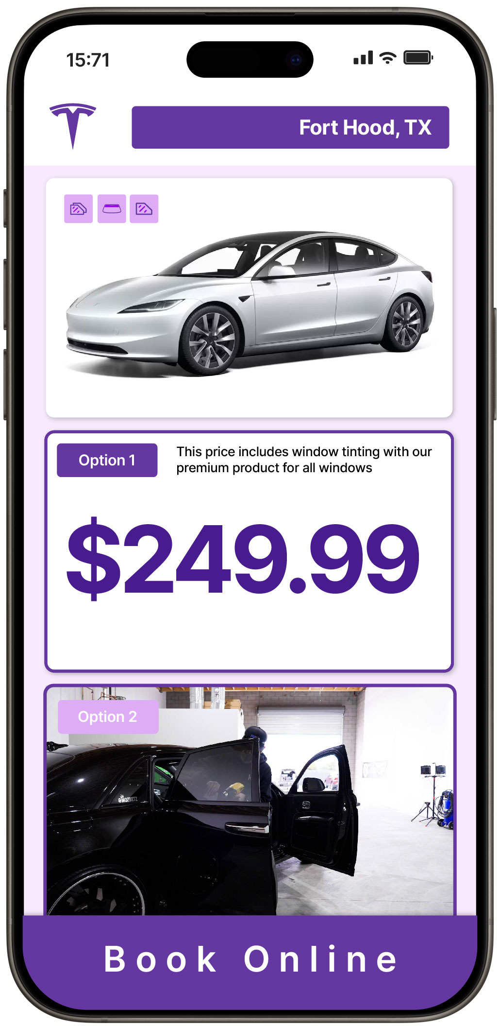View Competitive Tesla Window Tinting Prices in Fort Hood, Texas