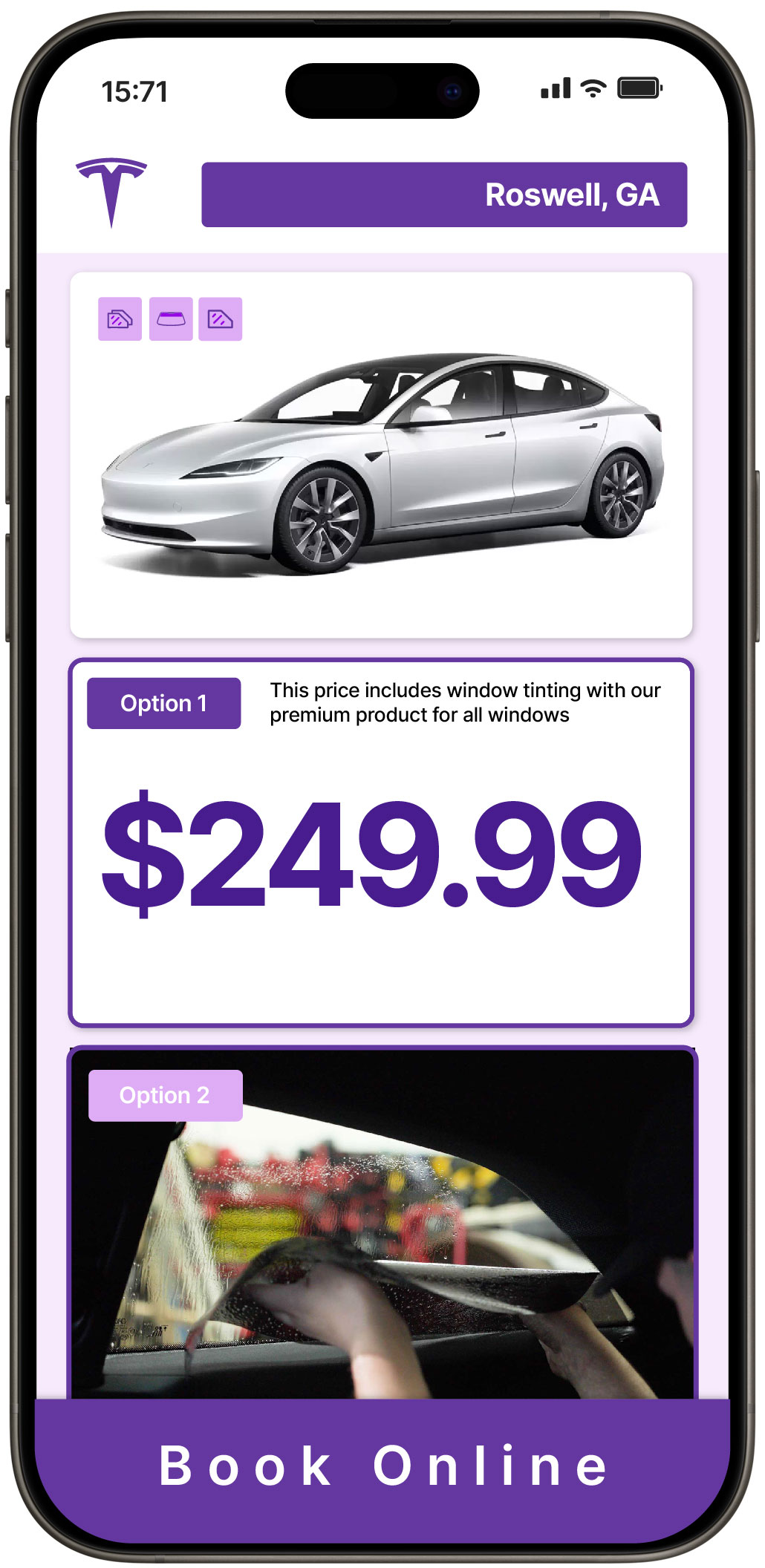 View Reasonable Tesla Window Tinting Costs in Roswell, Georgia
