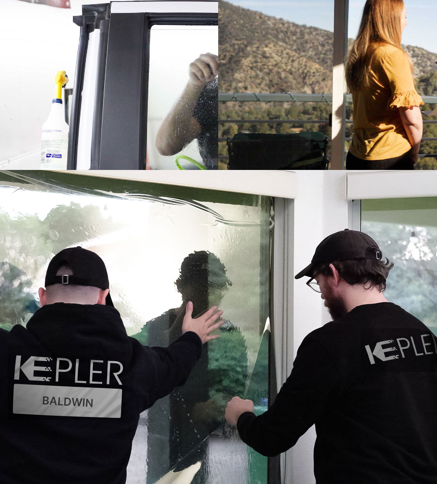 Kepler Technician Fitting Advanced Window Tint to Home in Baldwin