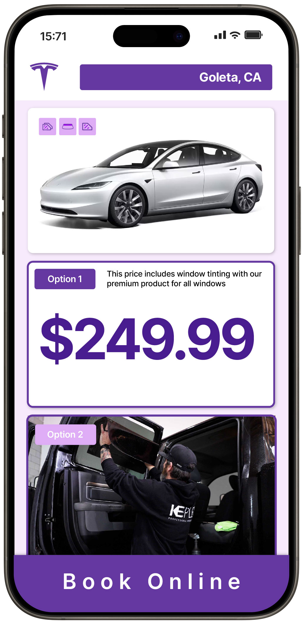 View Competitive Tesla Window Tinting Costs in Goleta, California