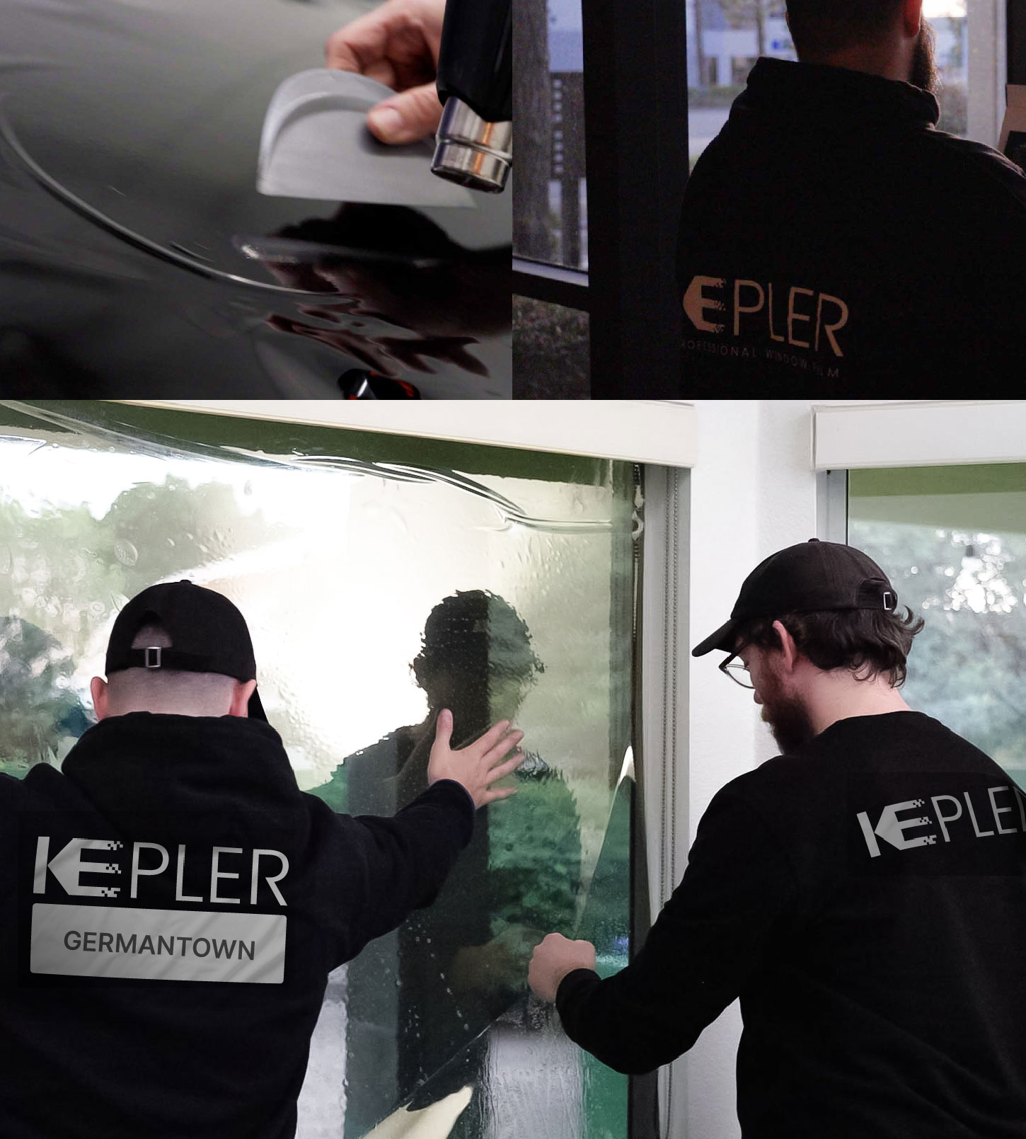 Expert Technician Installing Advanced Window Tint to Home in Germantown