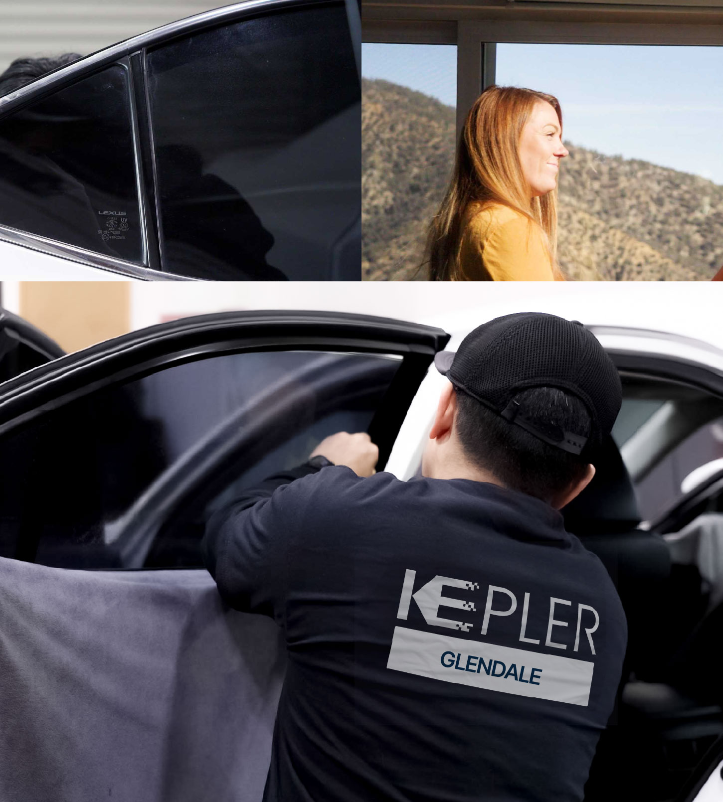 Automotive Window Tinting Expert Applying Film in Glendale, California
