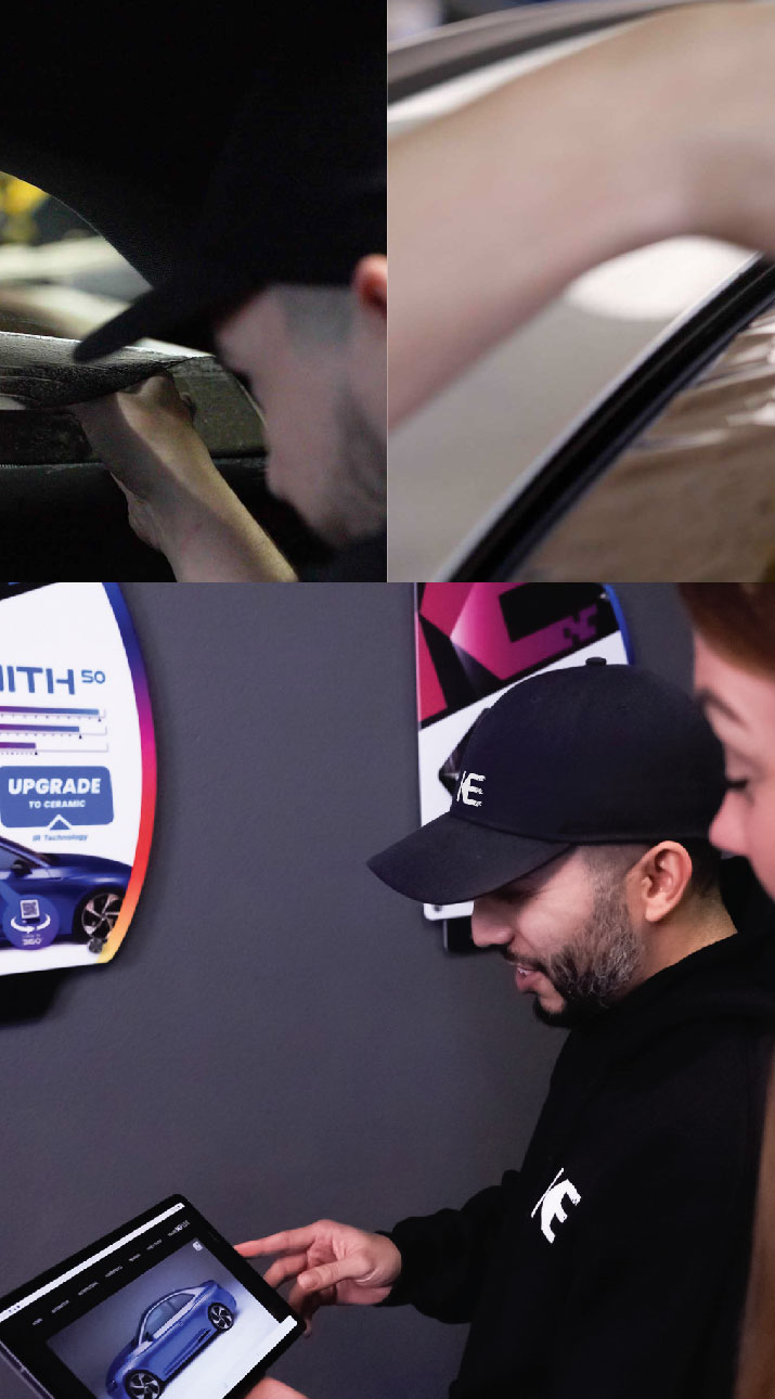 Kepler Dealer Showing Car Window Film Options to Customer in Eastpointe, Michigan