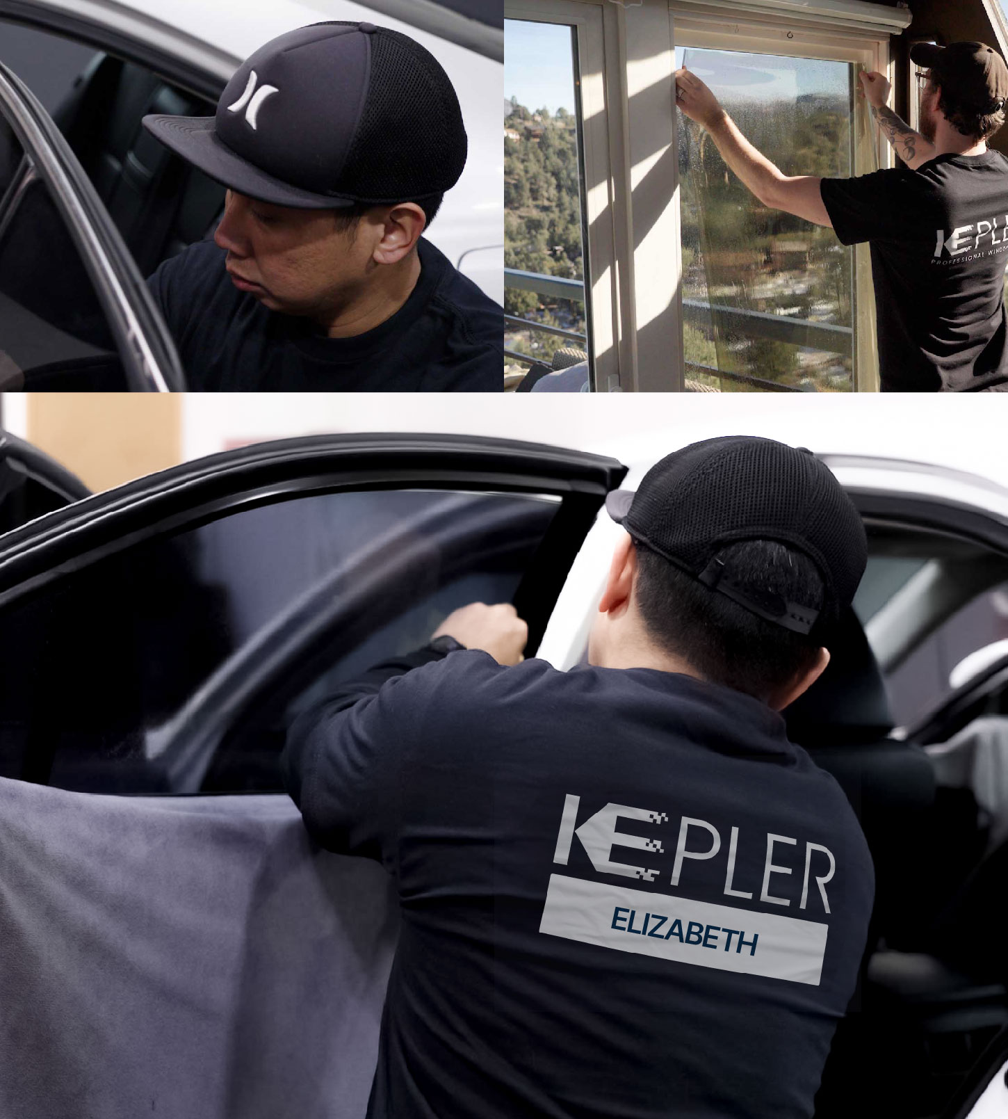 Automotive Window Tinting Expert Applying Film in Elizabeth, New Jersey