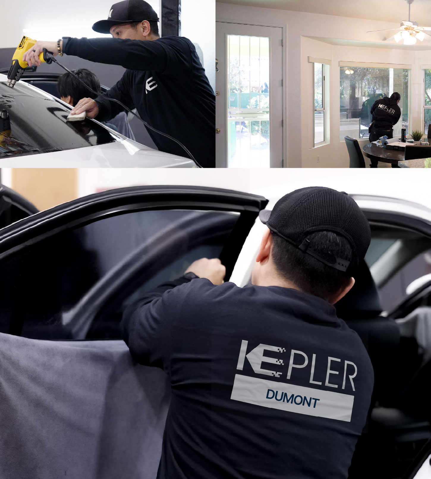 Automotive Window Tinting Expert Applying Film in Dumont, New Jersey