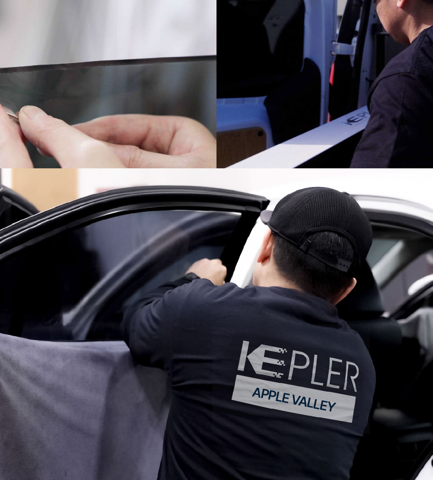 Automotive Window Tinting Expert Applying Film in Apple Valley, California