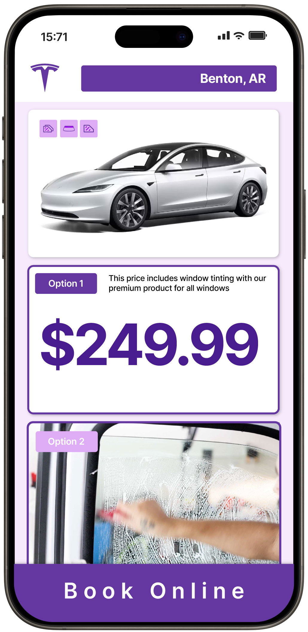 View Competitive Tesla Window Tinting Rates in Benton, Arkansas