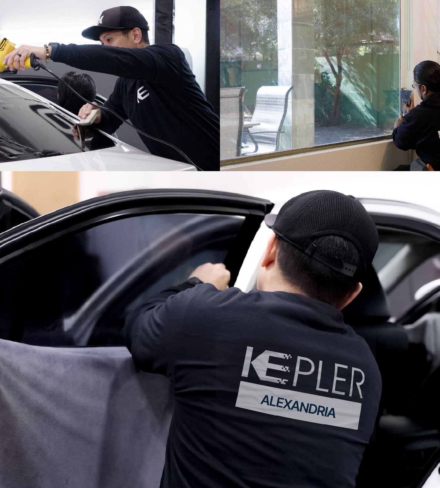 Automotive Window Tinting Expert Applying Film in Alexandria, Louisiana