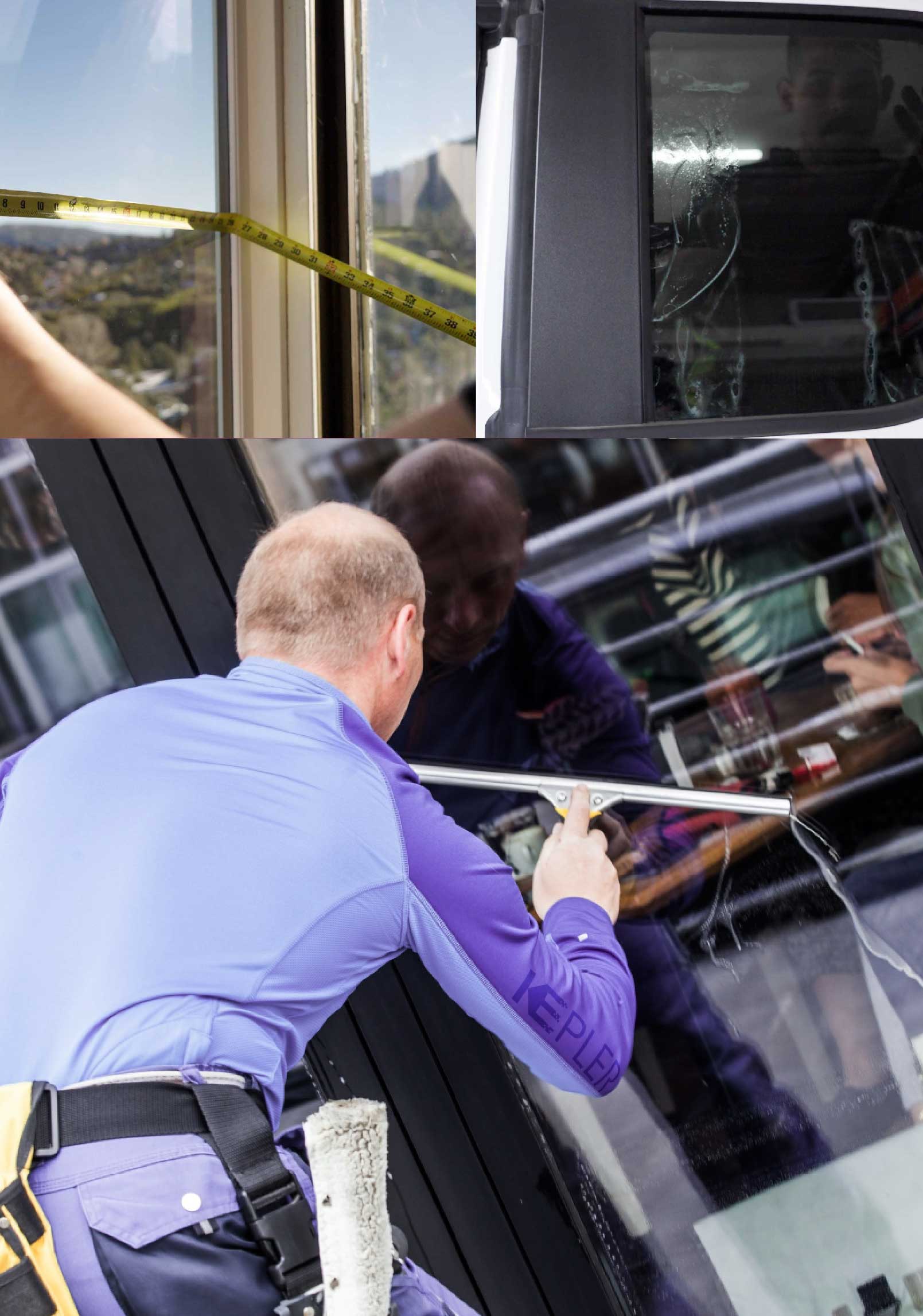 Kepler Professional Applying Anti-Graffiti Window Film to a Dubuque Shop Front