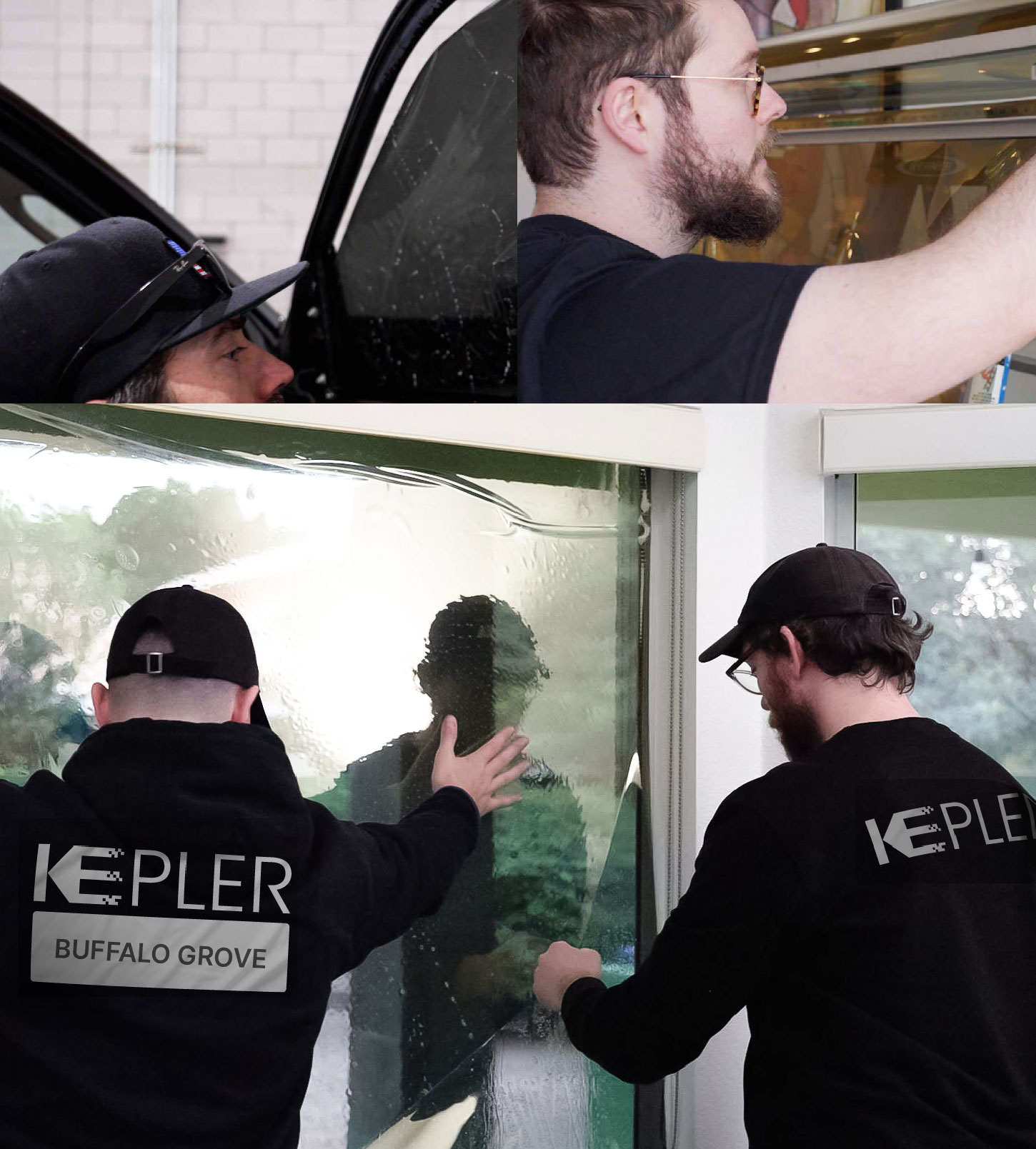 Kepler Technician Fitting Ceramic Window Tint to Home in Buffalo Grove