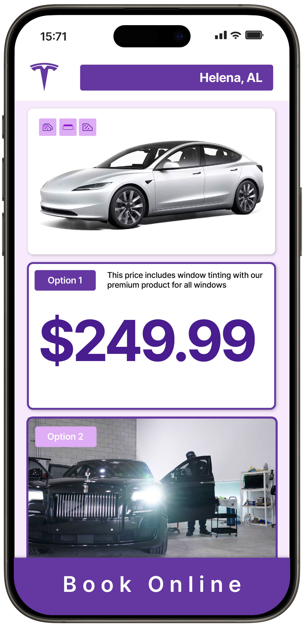View Competitive Tesla Window Tinting Prices in Helena, Alabama