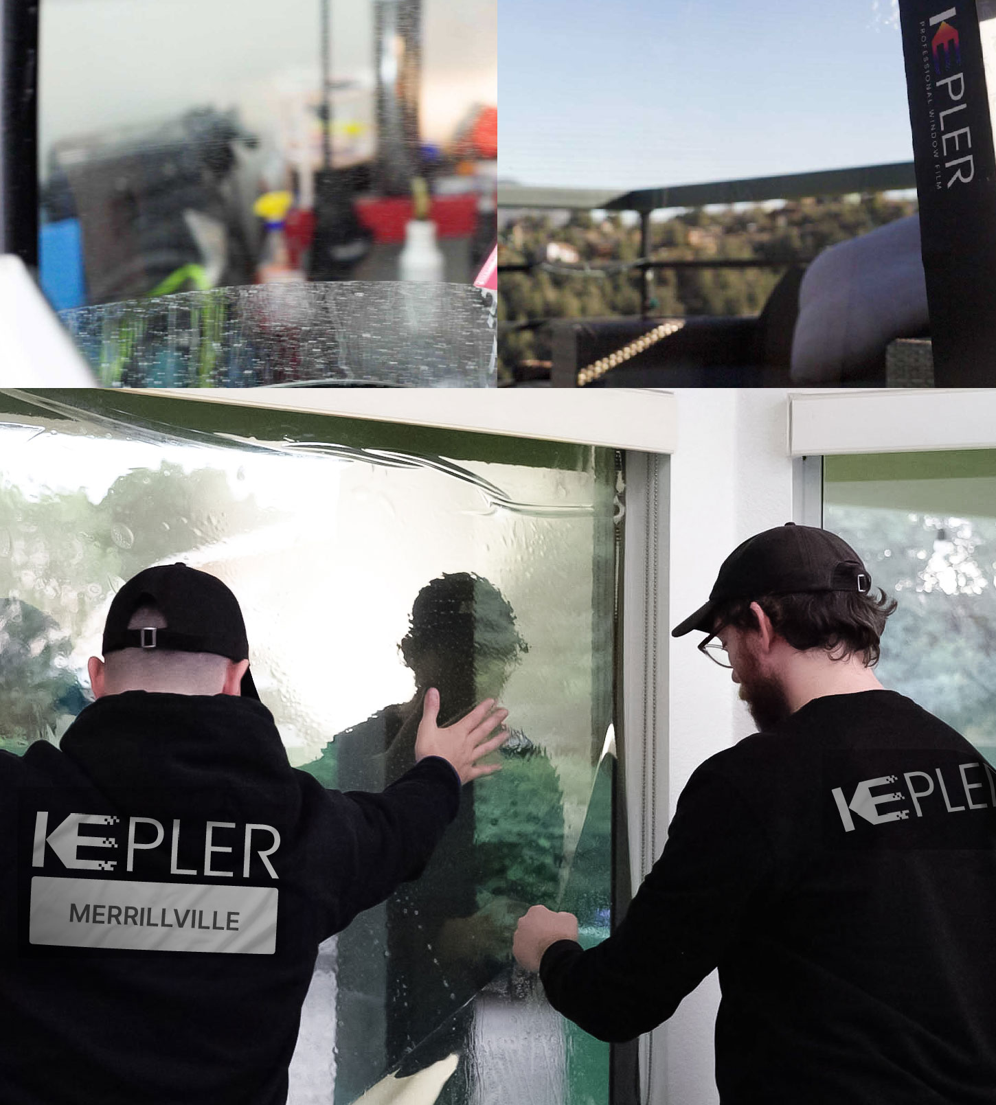 Kepler Technician Applying High-tech Window Tint to Home in Merrillville