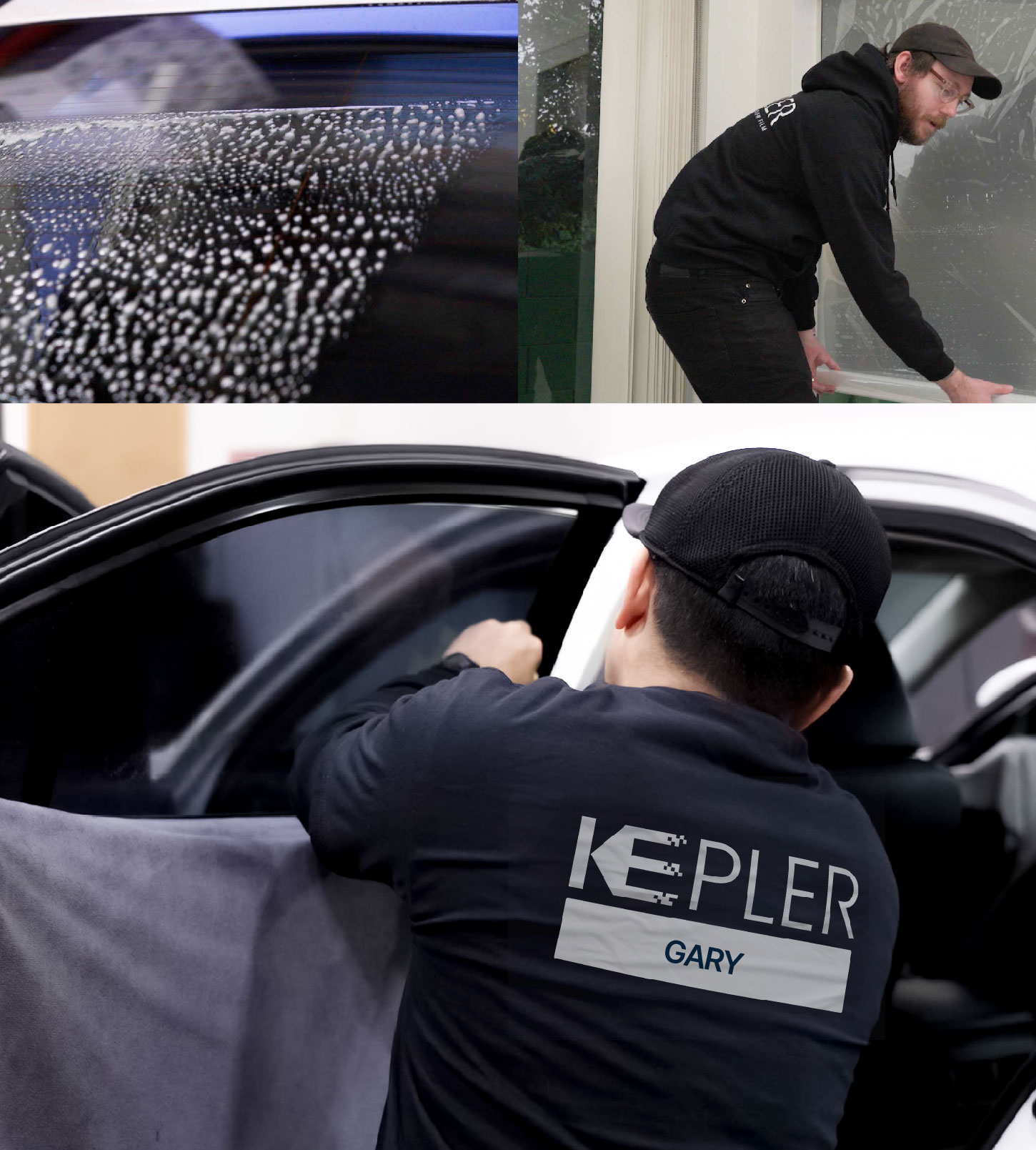 Automotive Window Tinting Expert Applying Film in Gary, Indiana
