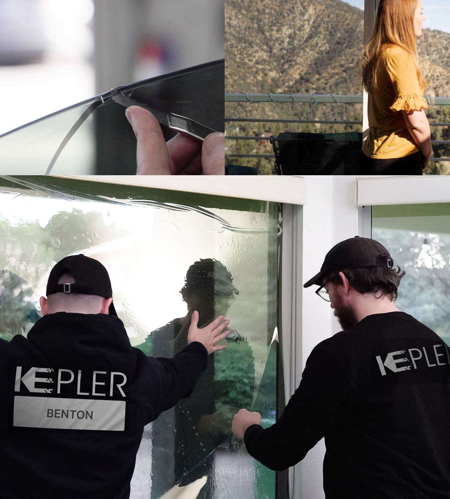 Kepler Technician Installing Ceramic Window Tint to Home in Benton