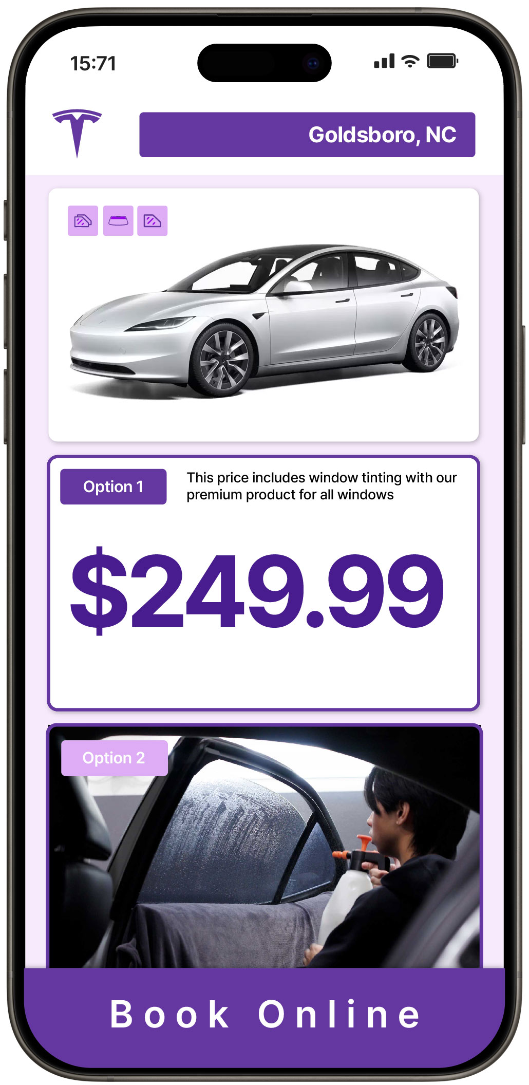 View Affordable Tesla Window Tinting Rates in Goldsboro, North Carolina
