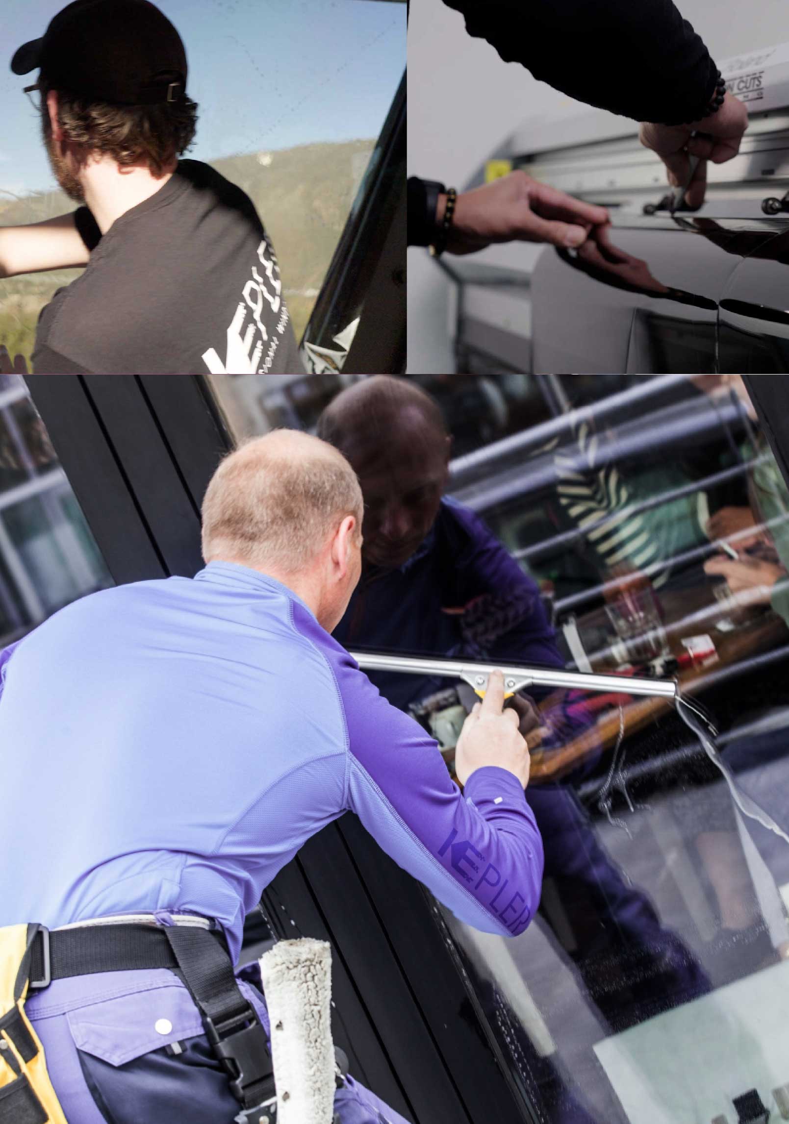 Kepler Skilled Applying Anti-Graffiti Window Film to a Oshkosh Shop Front