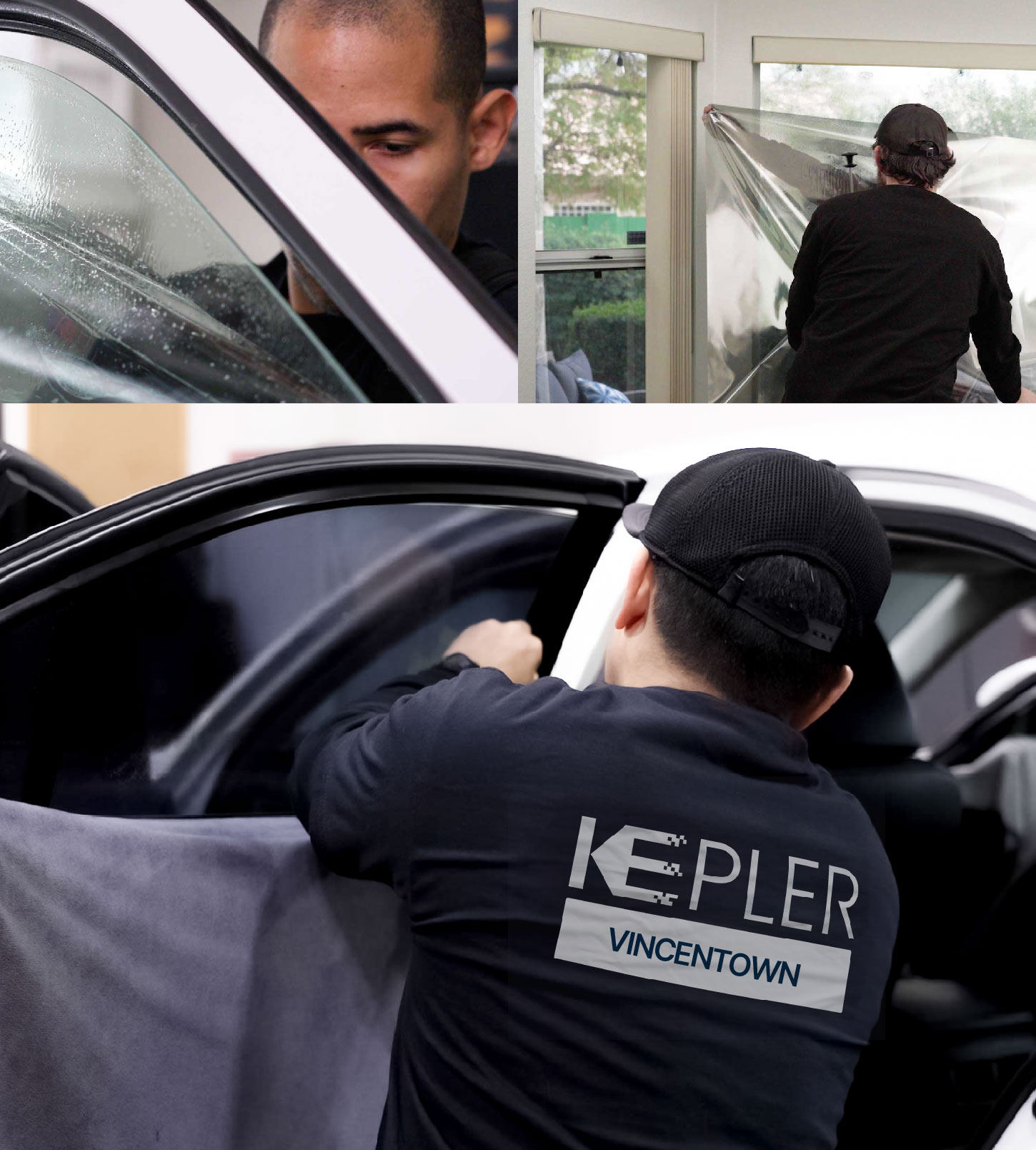 Automotive Window Tinting Expert Applying Film in Vincentown, New Jersey