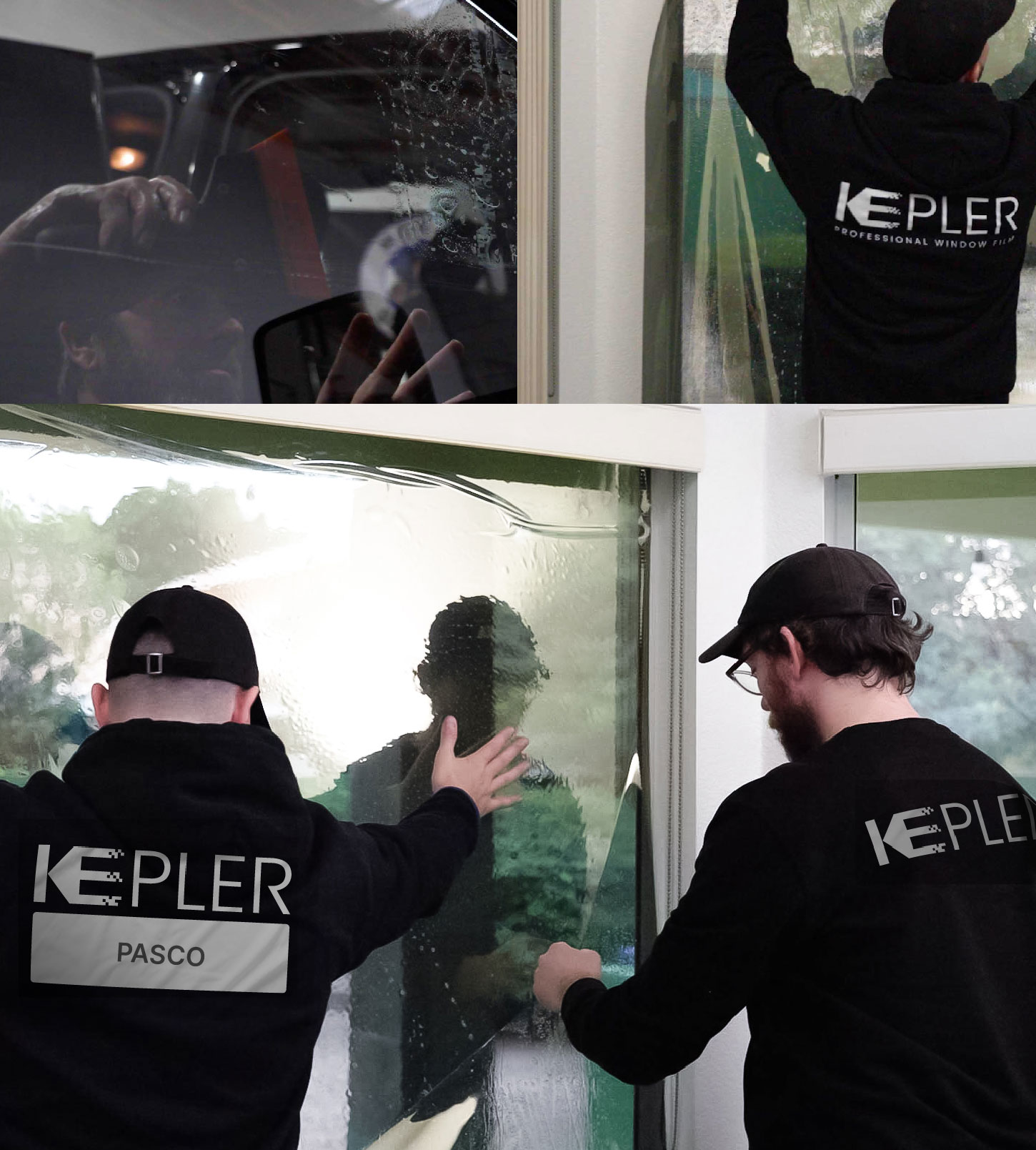 Kepler Technician Applying Advanced Window Tint to Home in Pasco