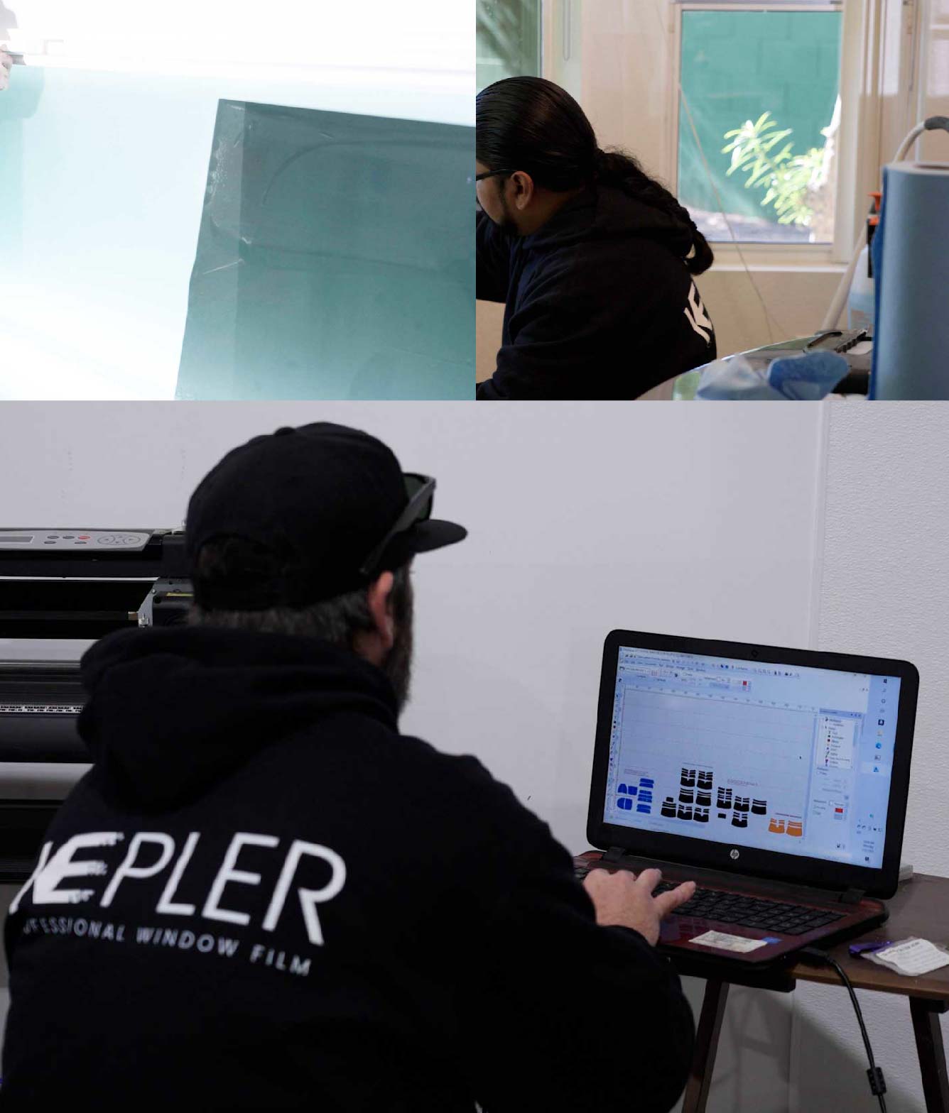 Ceramic Window Tinting Expert Cutting Film in Lemon Grove, California