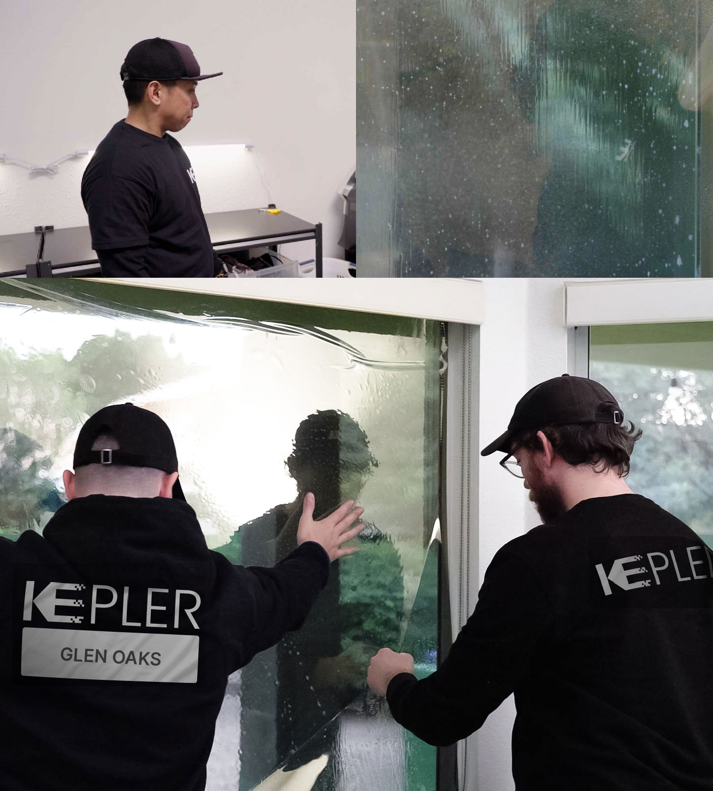 Kepler Technician Applying Advanced Window Tint to Home in Glen Oaks