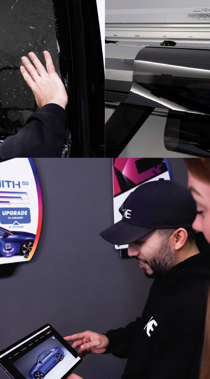 Kepler Dealer Showing Car Window Film Options to Customer in Morrisville, North Carolina