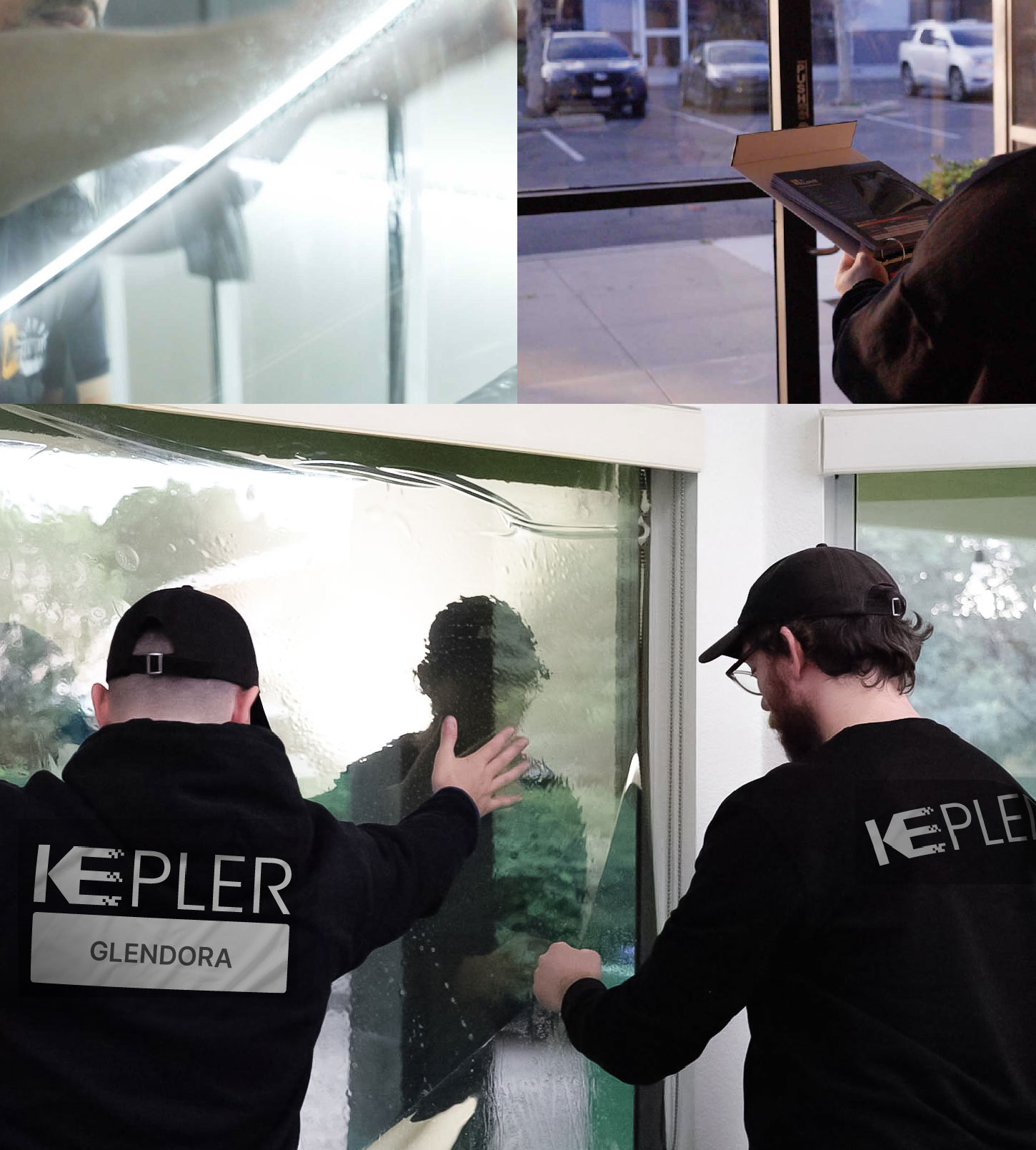 Expert Technician Installing Ceramic Window Tint to Home in Glendora