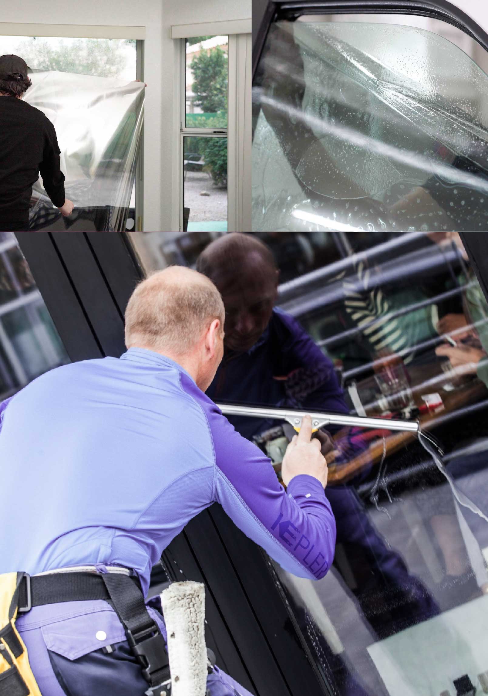 Kepler Professional Applying Anti-Graffiti Window Film to a Colonia Shop Front