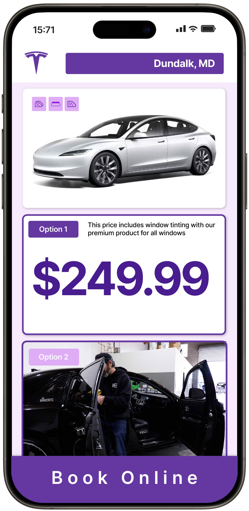 View Reasonable Tesla Window Tinting Costs in Dundalk, Maryland