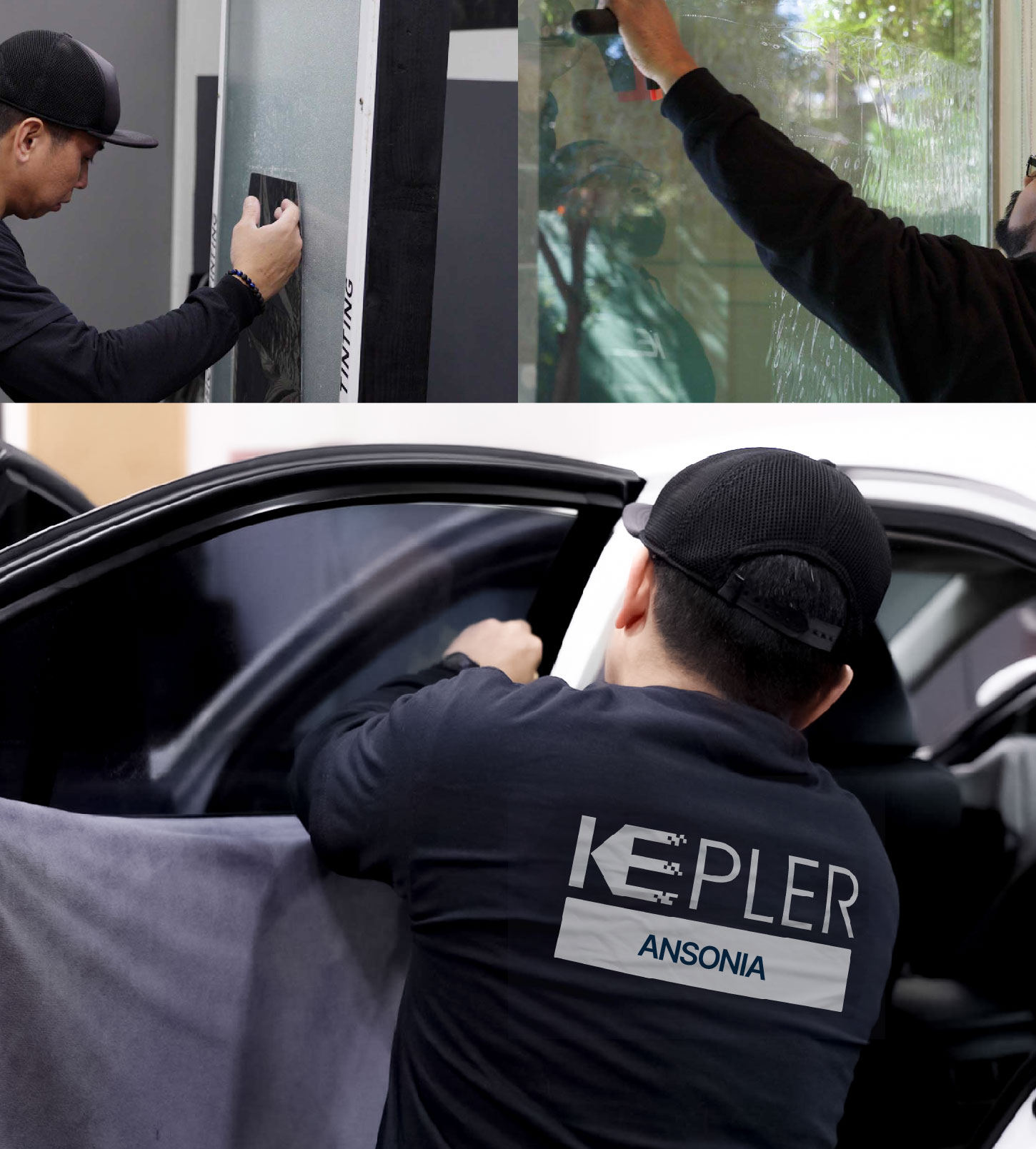 Automotive Window Tinting Expert Applying Film in Ansonia, Connecticut