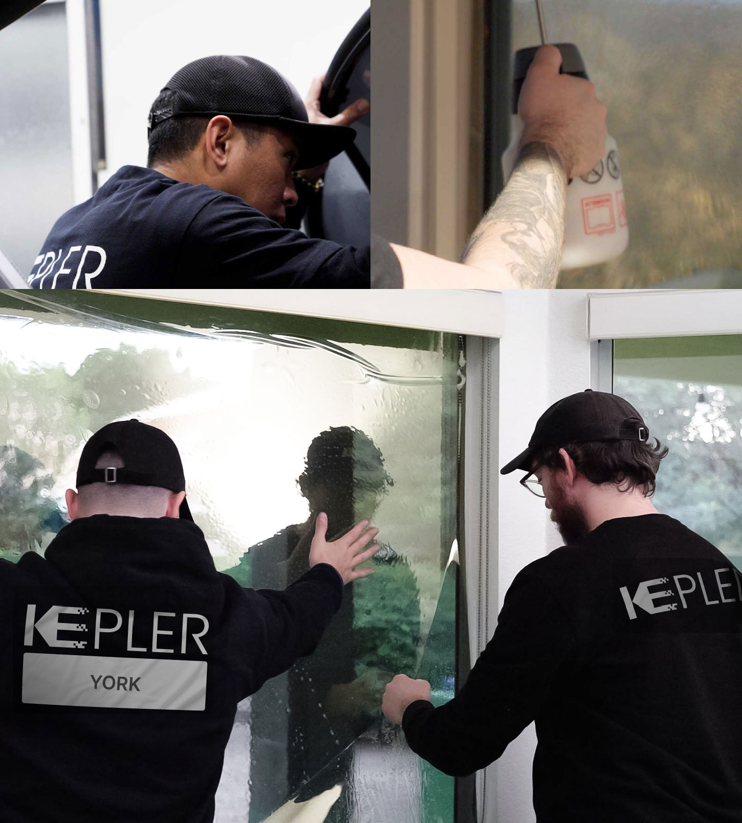 Expert Technician Applying Advanced Window Tint to Home in York