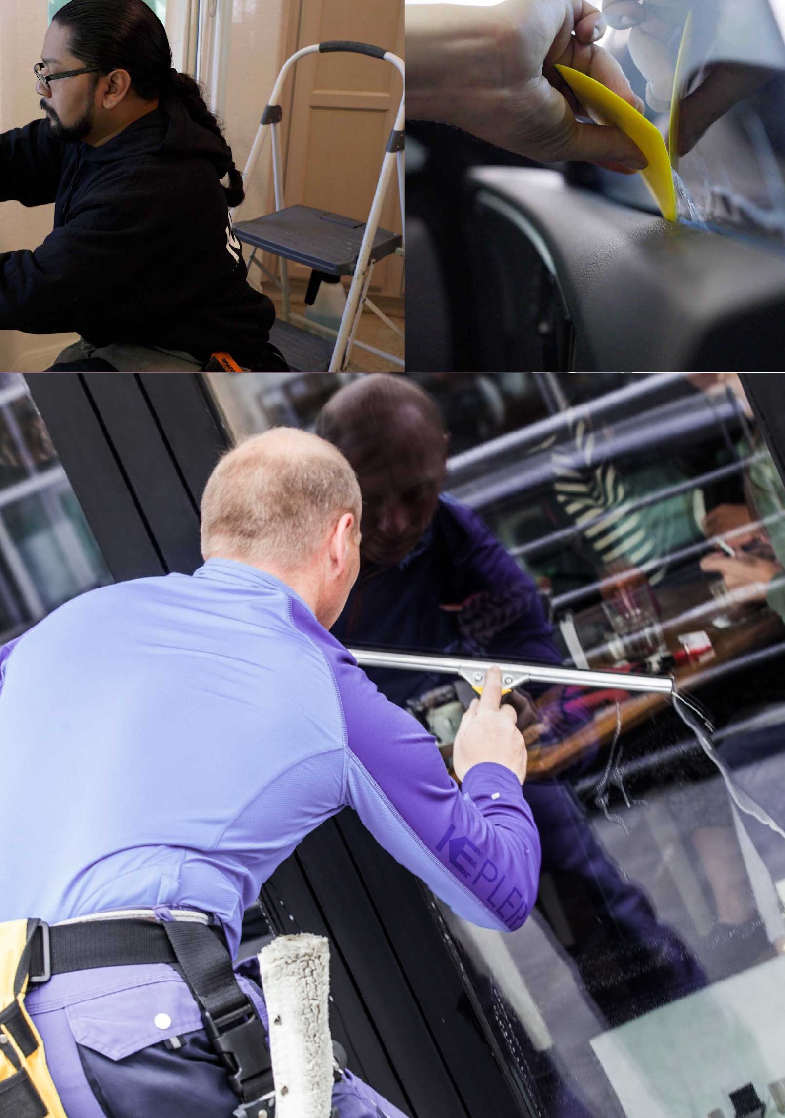 Kepler Professional Applying Anti-Graffiti Window Film to a Camano Island Shop Front