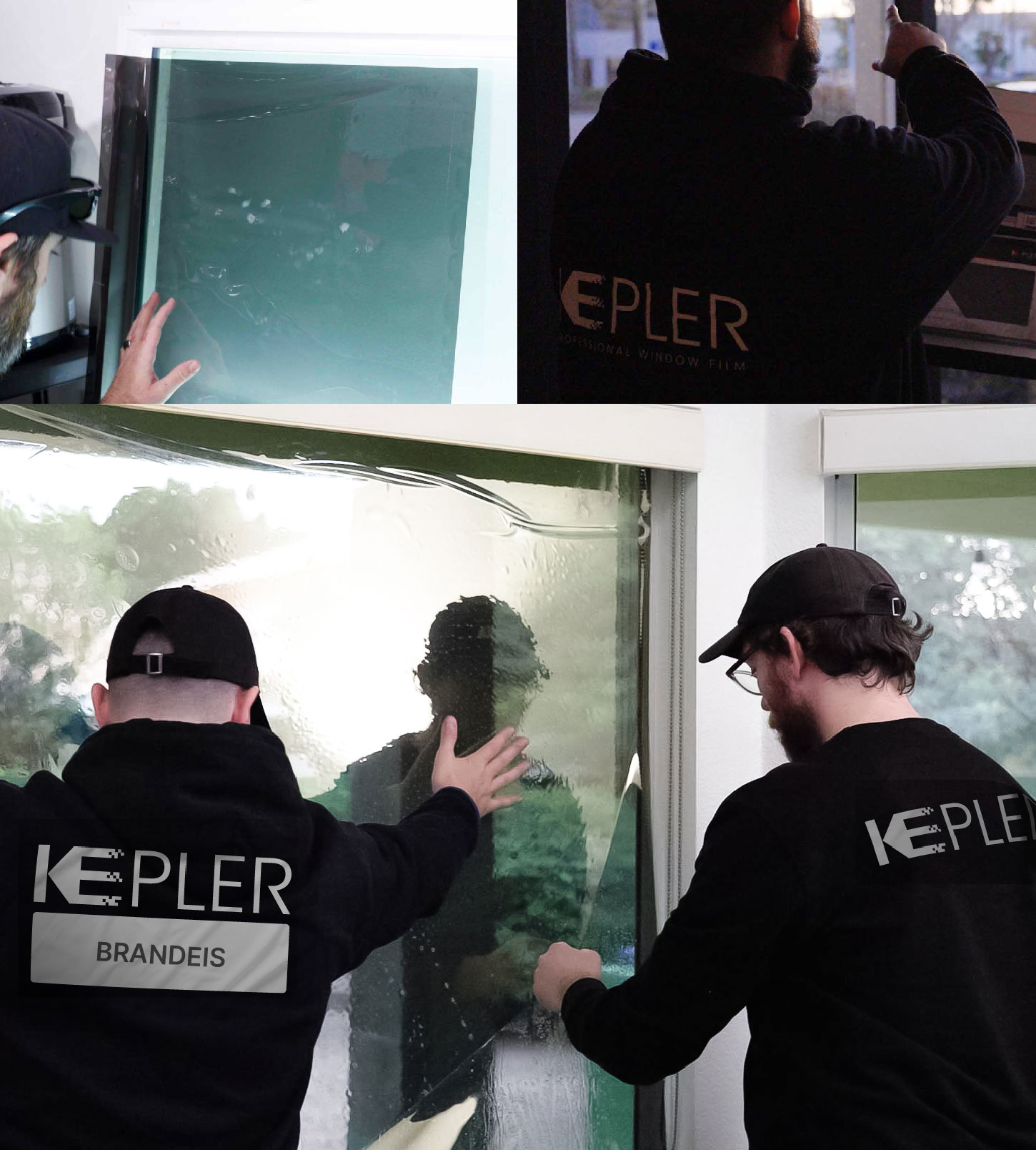 Kepler Technician Applying High-tech Window Tint to Home in Brandeis