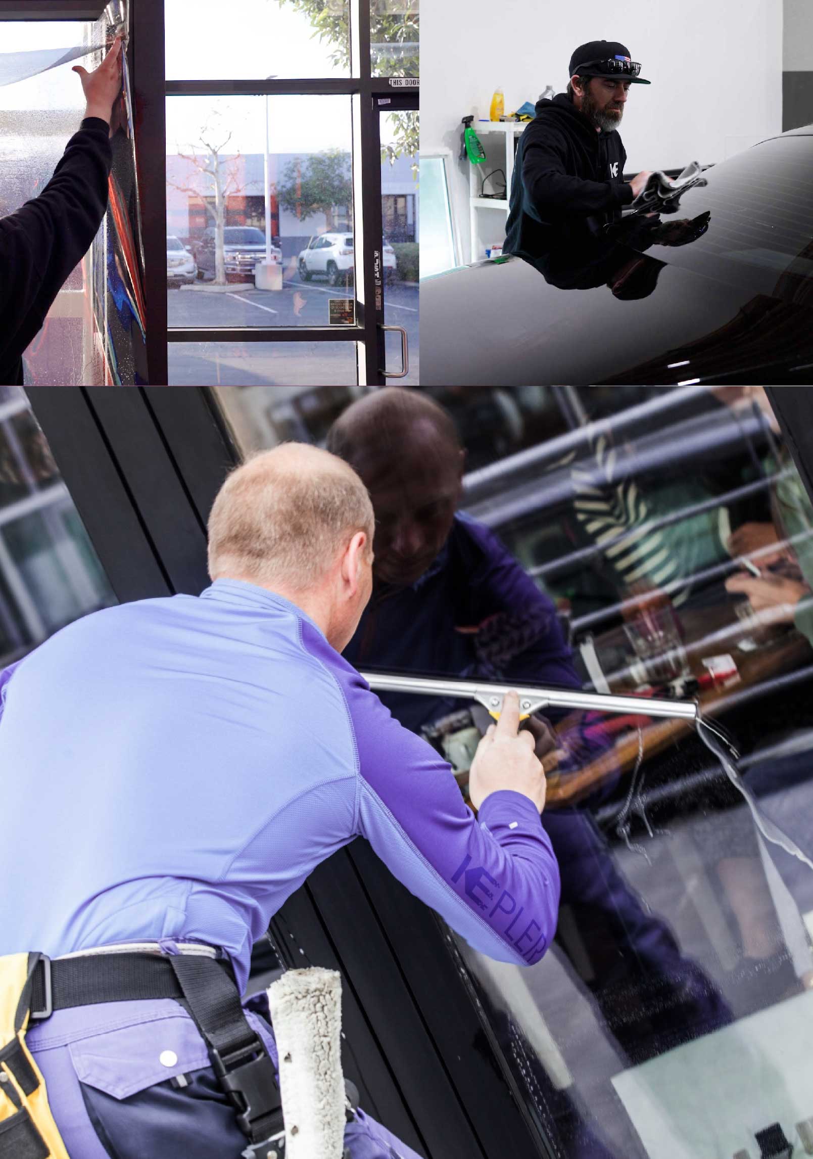 Kepler Skilled Applying Anti-Graffiti Window Film to a Belmont Shop Front